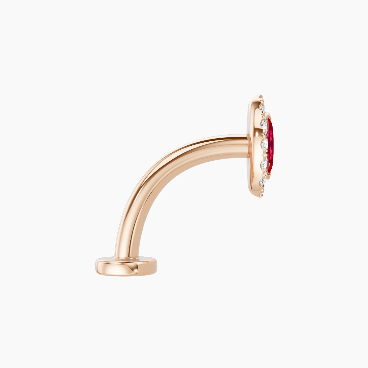 Eirene | 18k Rose Gold 10 mm 7.5 mm Halo Marquise Ruby & Diamond Floating Navel Piercing