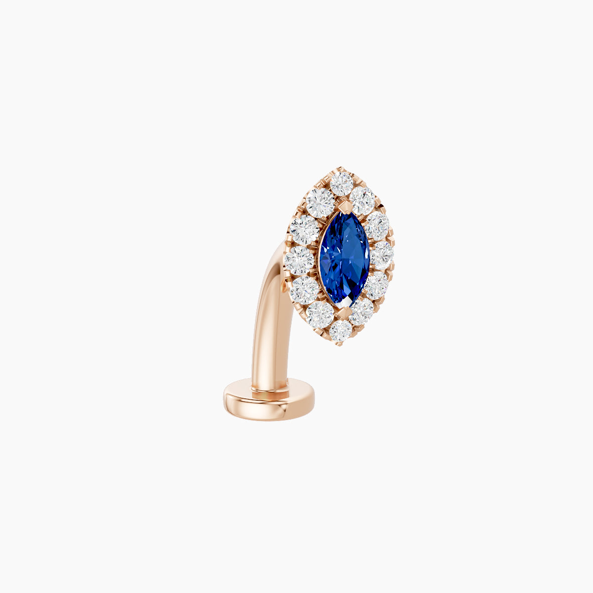 Eirene | 18k Rose Gold 10 mm 7.5 mm Halo Marquise Sapphire & Diamond Floating Navel Piercing