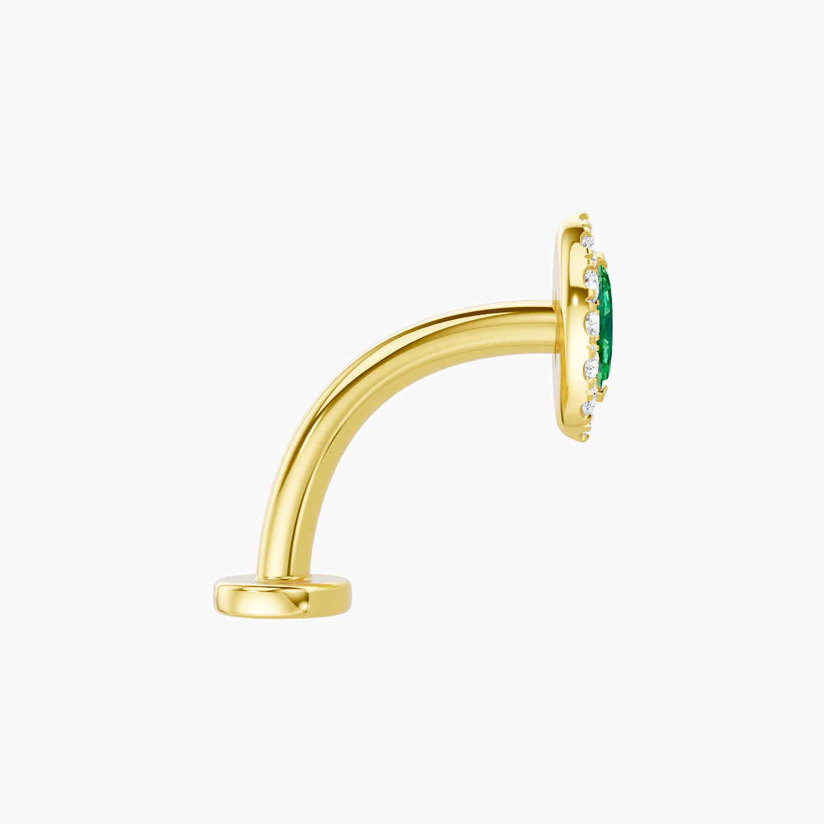 Eirene | 18k Yellow Gold 10 mm 7.5 mm Halo Marquise Emerald & Diamond Floating Navel Piercing