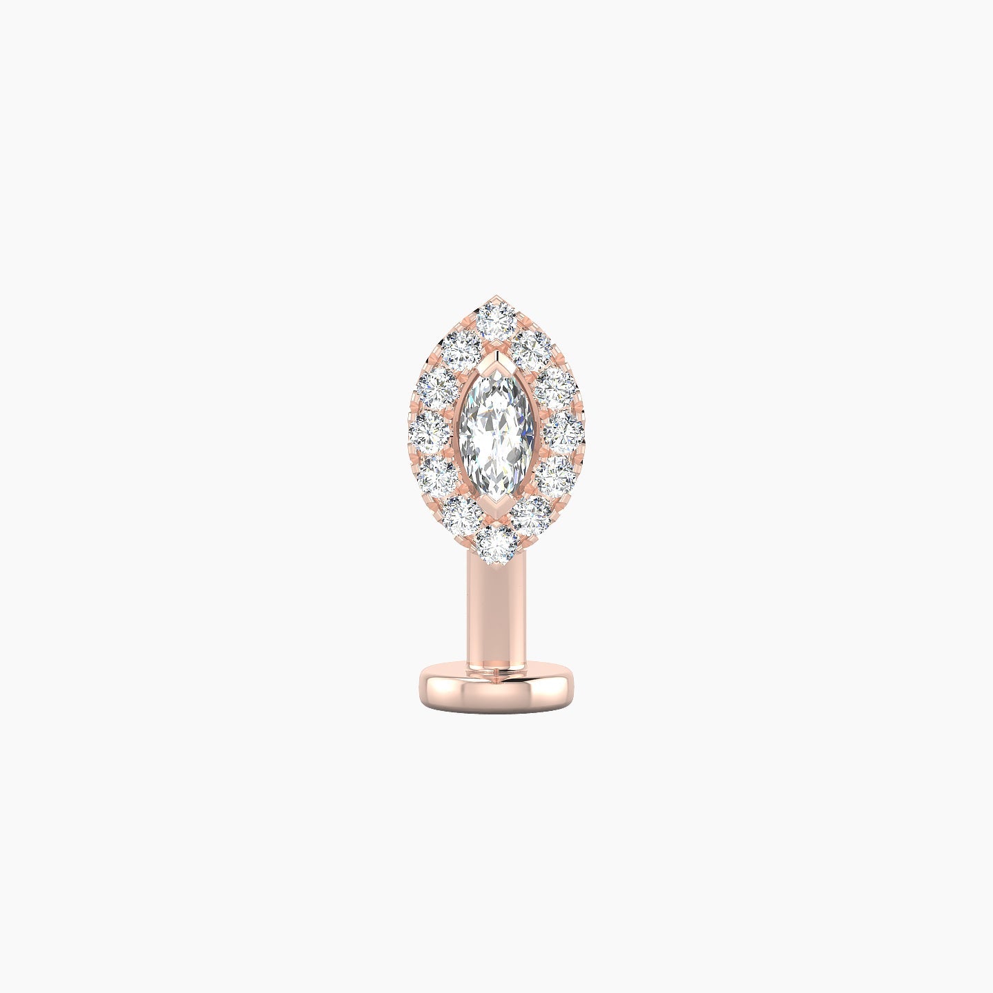 Eirene | 18k Rose Gold 7.5 mm 10 mm Halo Marquise Diamond Floating Navel Piercing