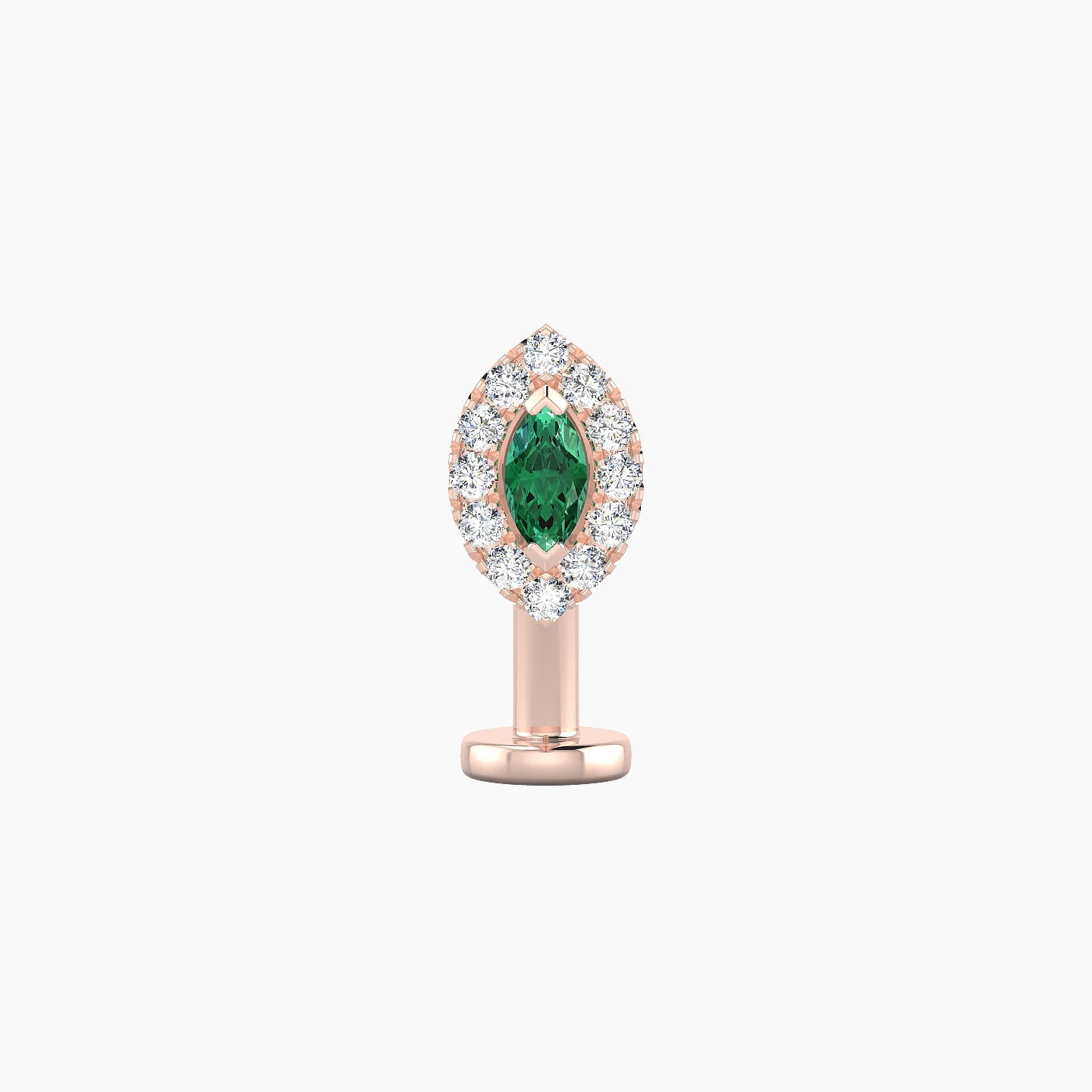 Eirene | 18k Rose Gold 10 mm 7.5 mm Halo Marquise Emerald & Diamond Floating Navel Piercing