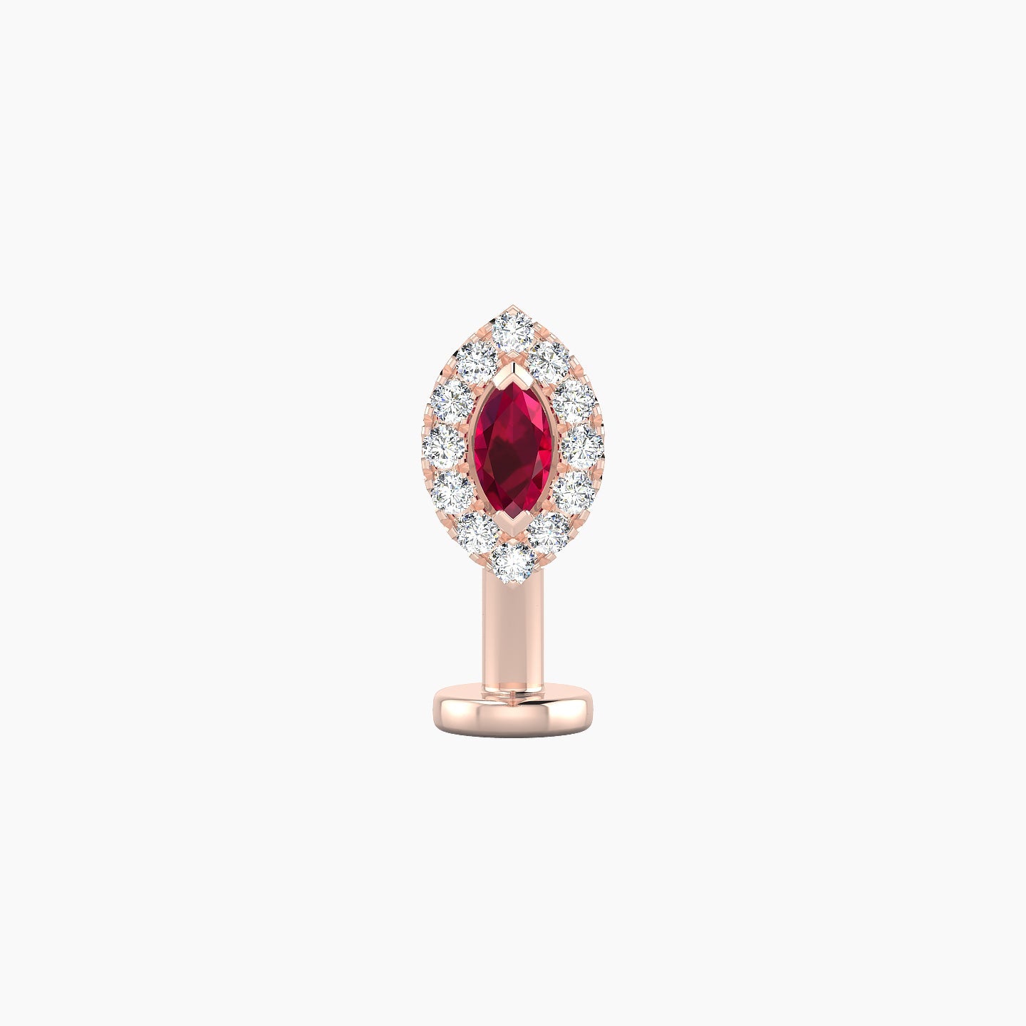 Eirene | 18k Rose Gold 10 mm 7.5 mm Halo Marquise Ruby & Diamond Floating Navel Piercing