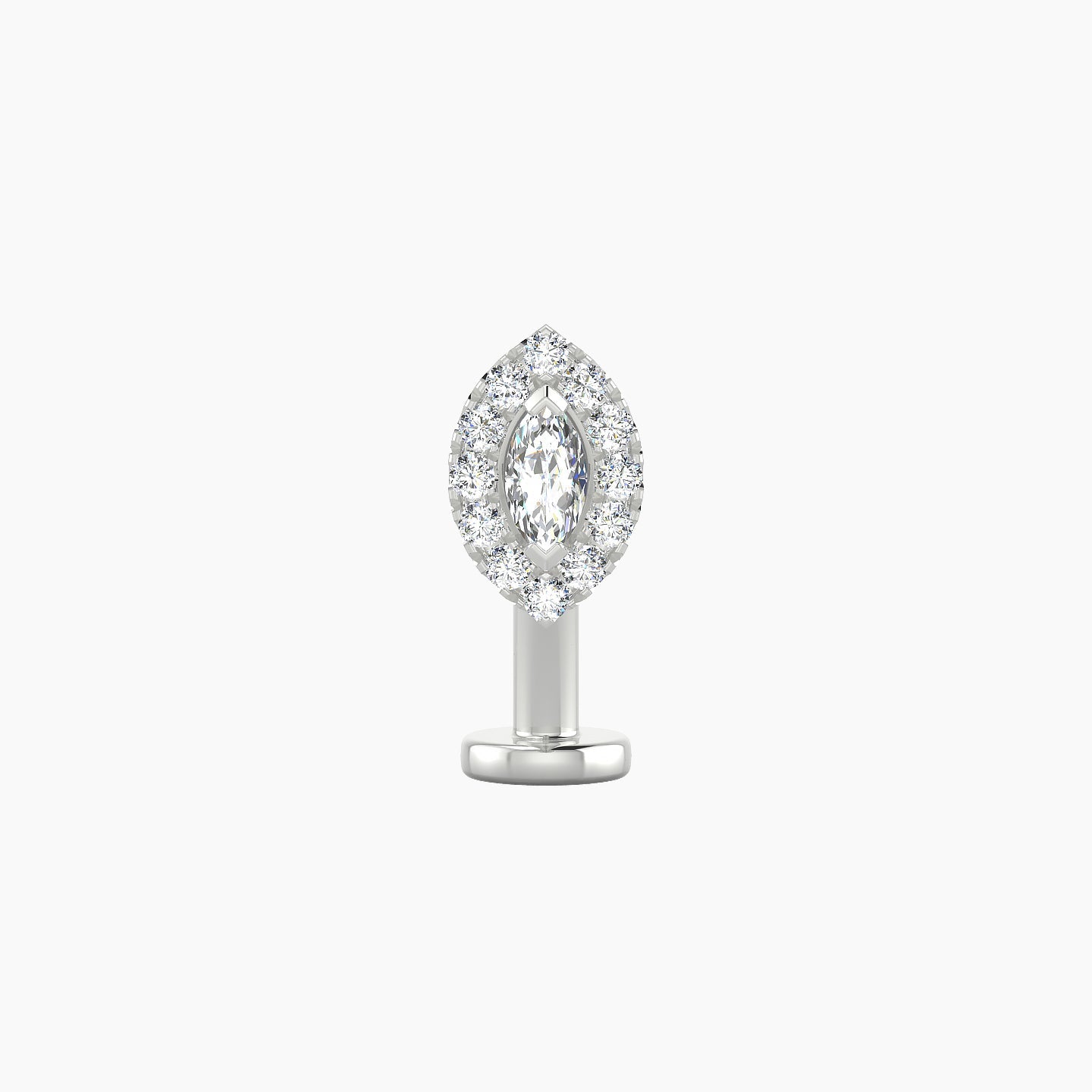 Eirene | 18k White Gold 7.5 mm 10 mm Halo Marquise Diamond Floating Navel Piercing