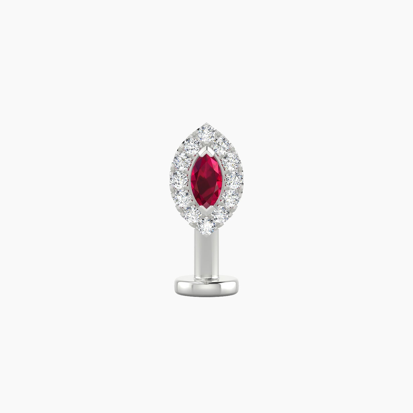 Eirene | 18k White Gold 10 mm 7.5 mm Halo Marquise Ruby & Diamond Floating Navel Piercing