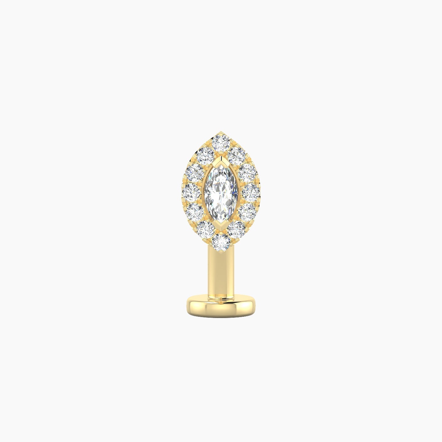 Eirene | 18k Yellow Gold 7.5 mm 10 mm Halo Marquise Diamond Floating Navel Piercing