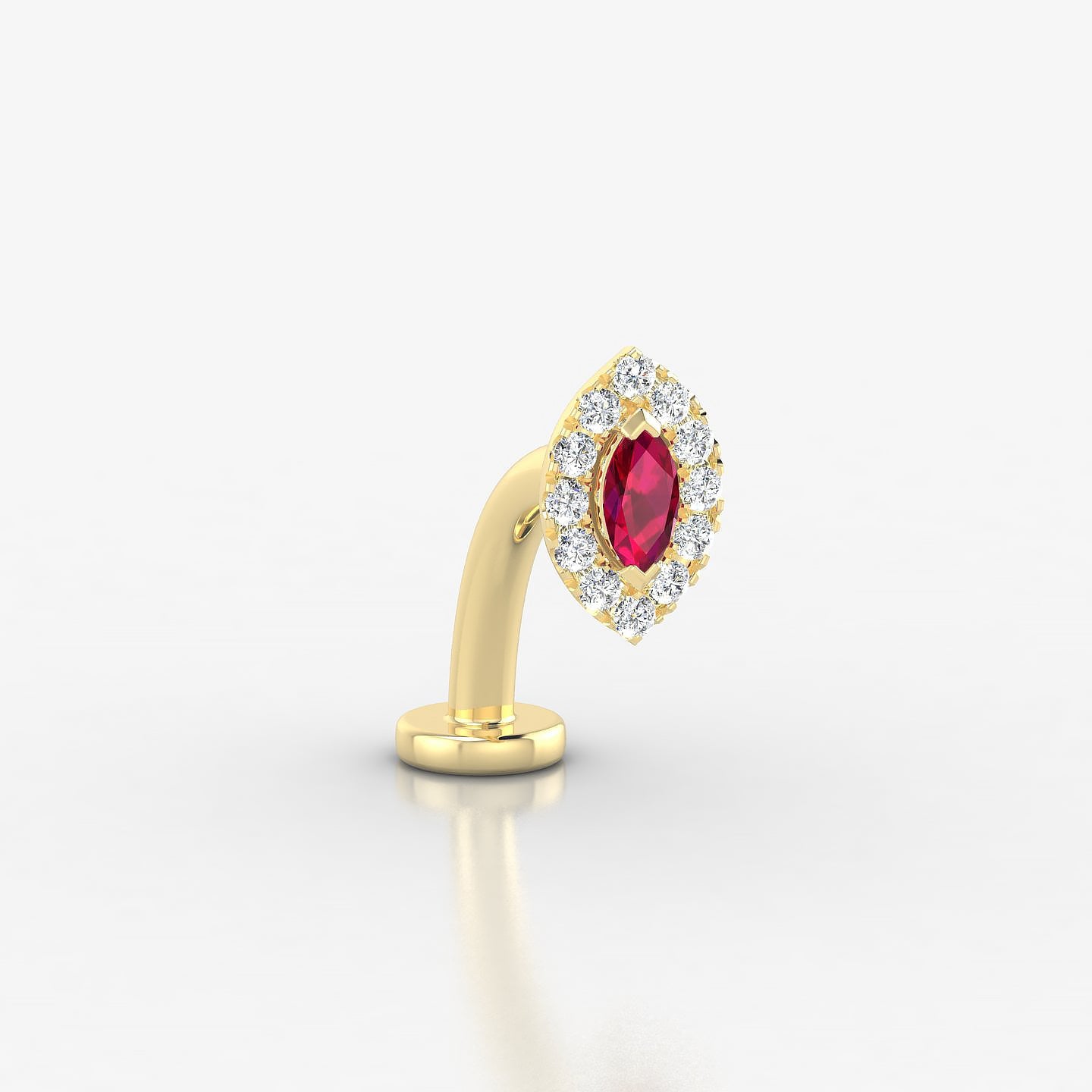 Eirene | 18k Yellow Gold 10 mm 7.5 mm Halo Marquise Ruby & Diamond Floating Navel Piercing