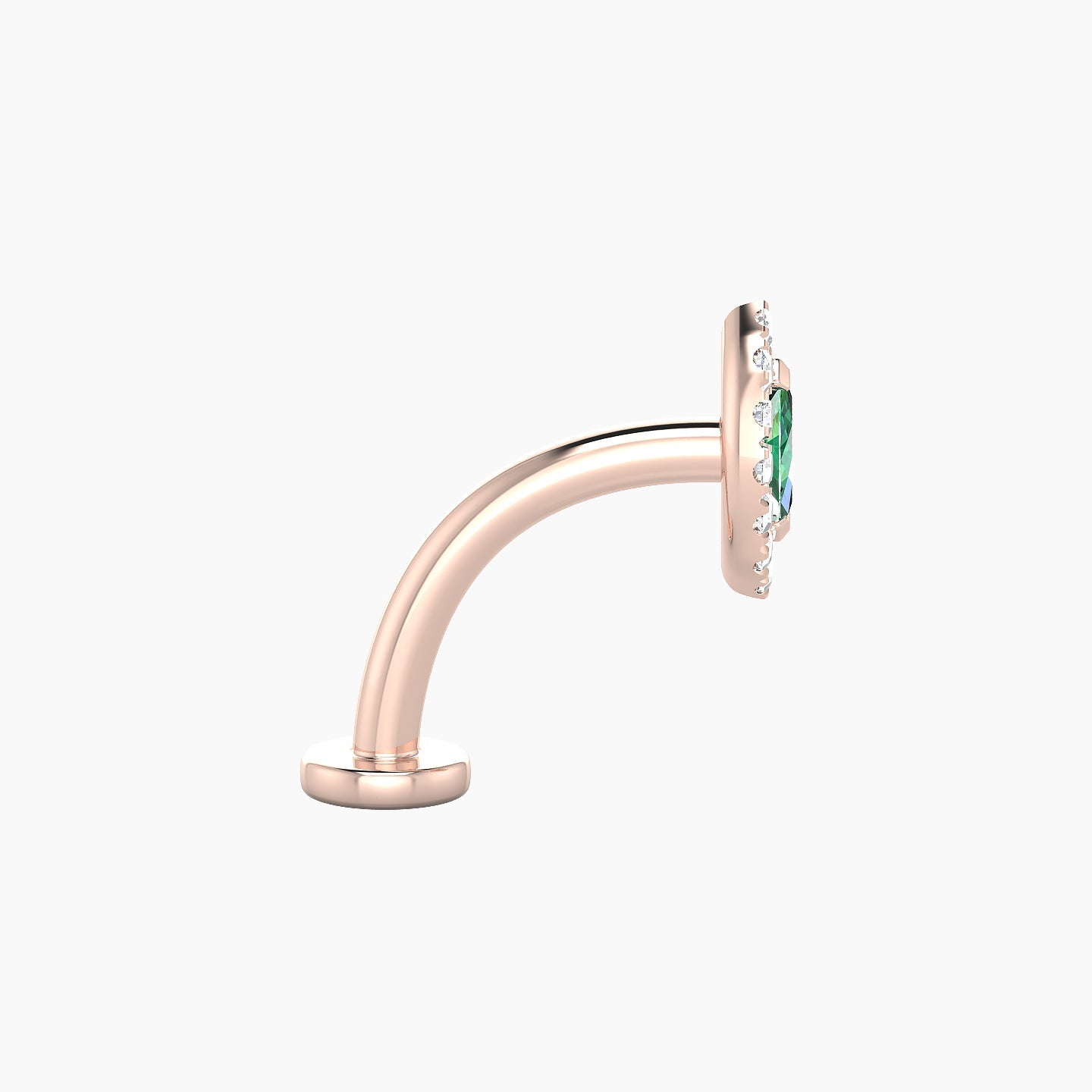 Eirene | 18k Rose Gold 10 mm 7.5 mm Halo Marquise Emerald & Diamond Floating Navel Piercing