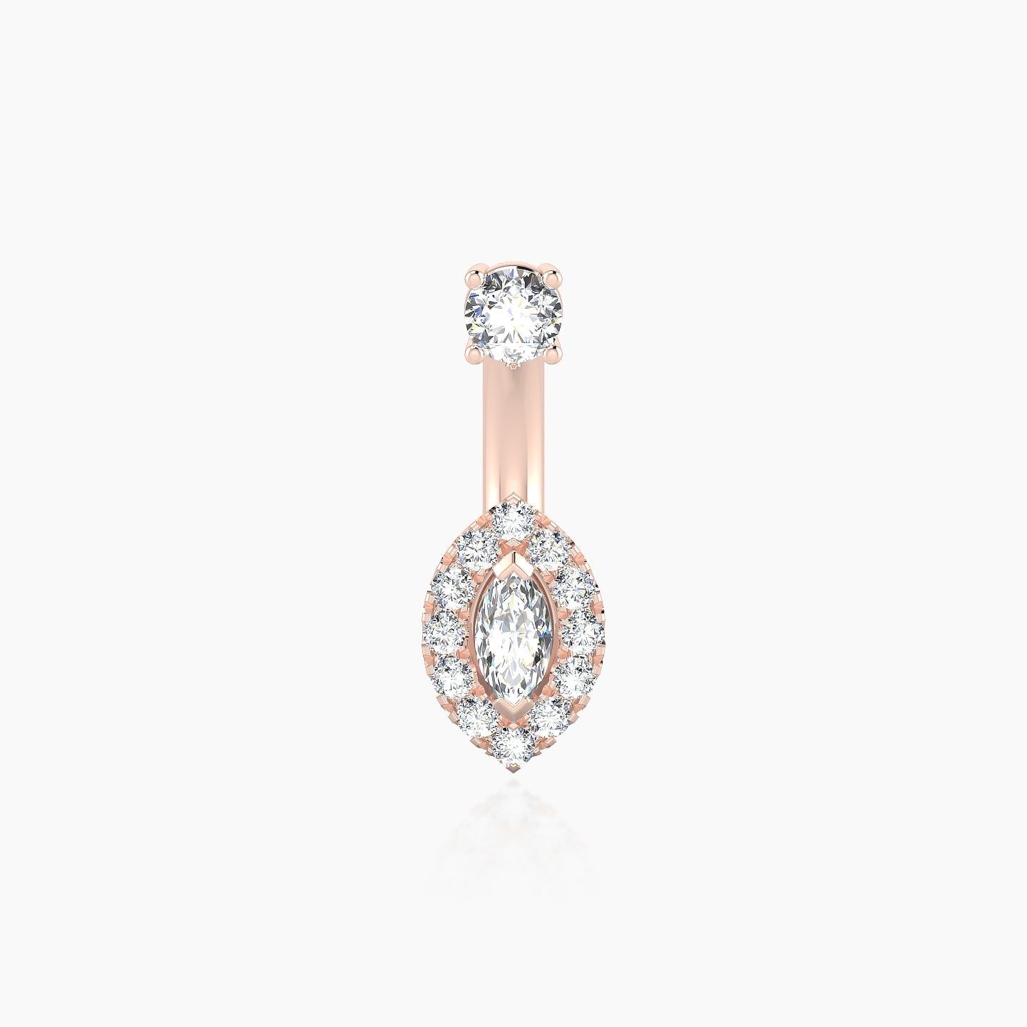 Eirene | 18k Rose Gold 10 mm 8 mm Halo Marquise Diamond Navel Piercing
