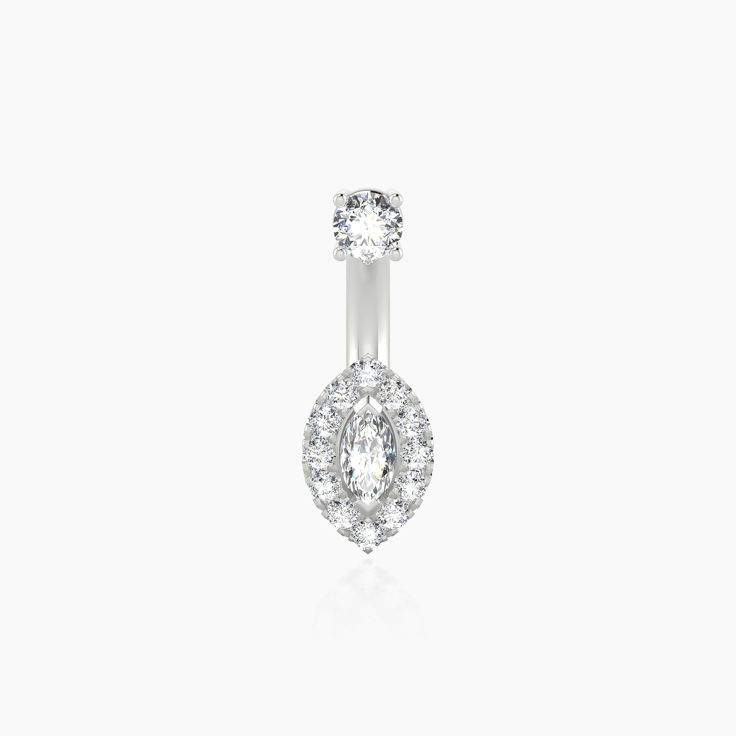 Eirene | 18k White Gold 10 mm 8 mm Halo Marquise Diamond Navel Piercing