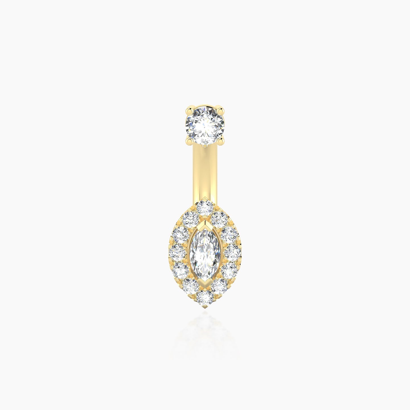 Eirene | 18k Yellow Gold 10 mm 8 mm Halo Marquise Diamond Navel Piercing