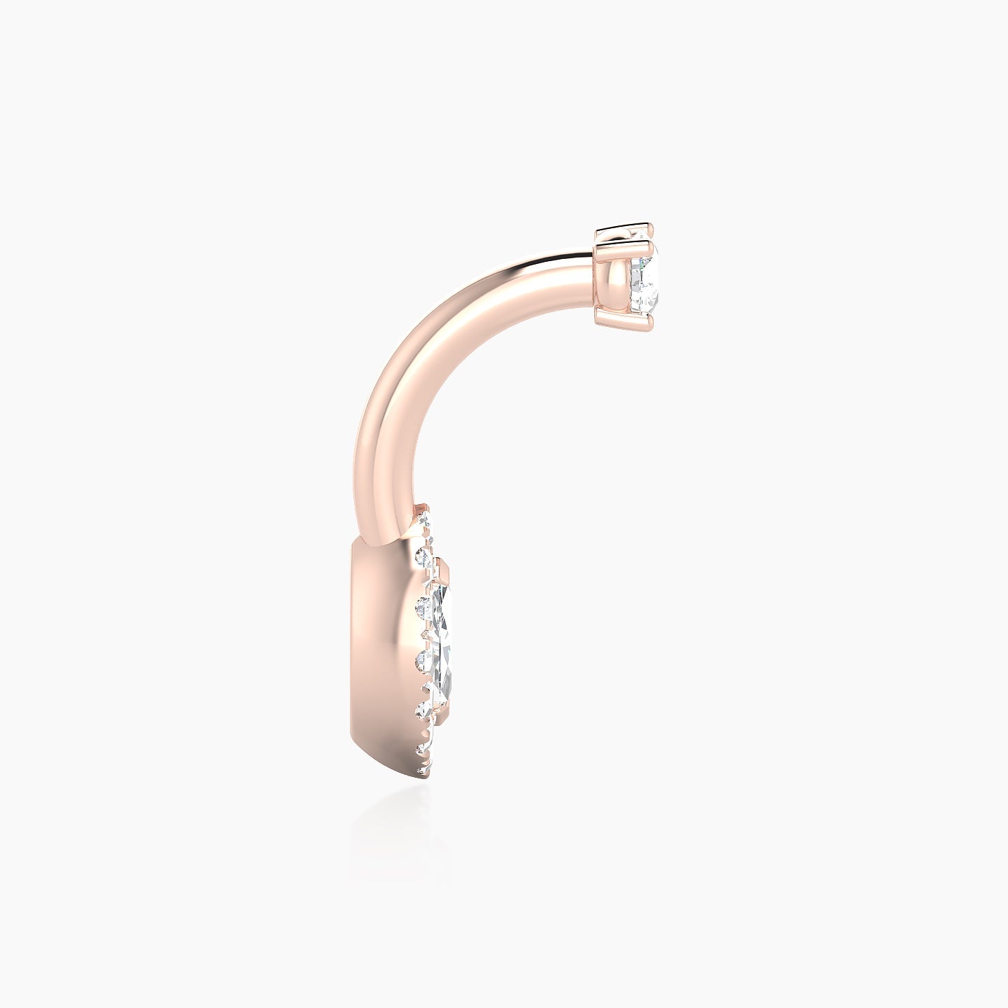 Eirene | 18k Rose Gold 10 mm 8 mm Halo Marquise Diamond Navel Piercing
