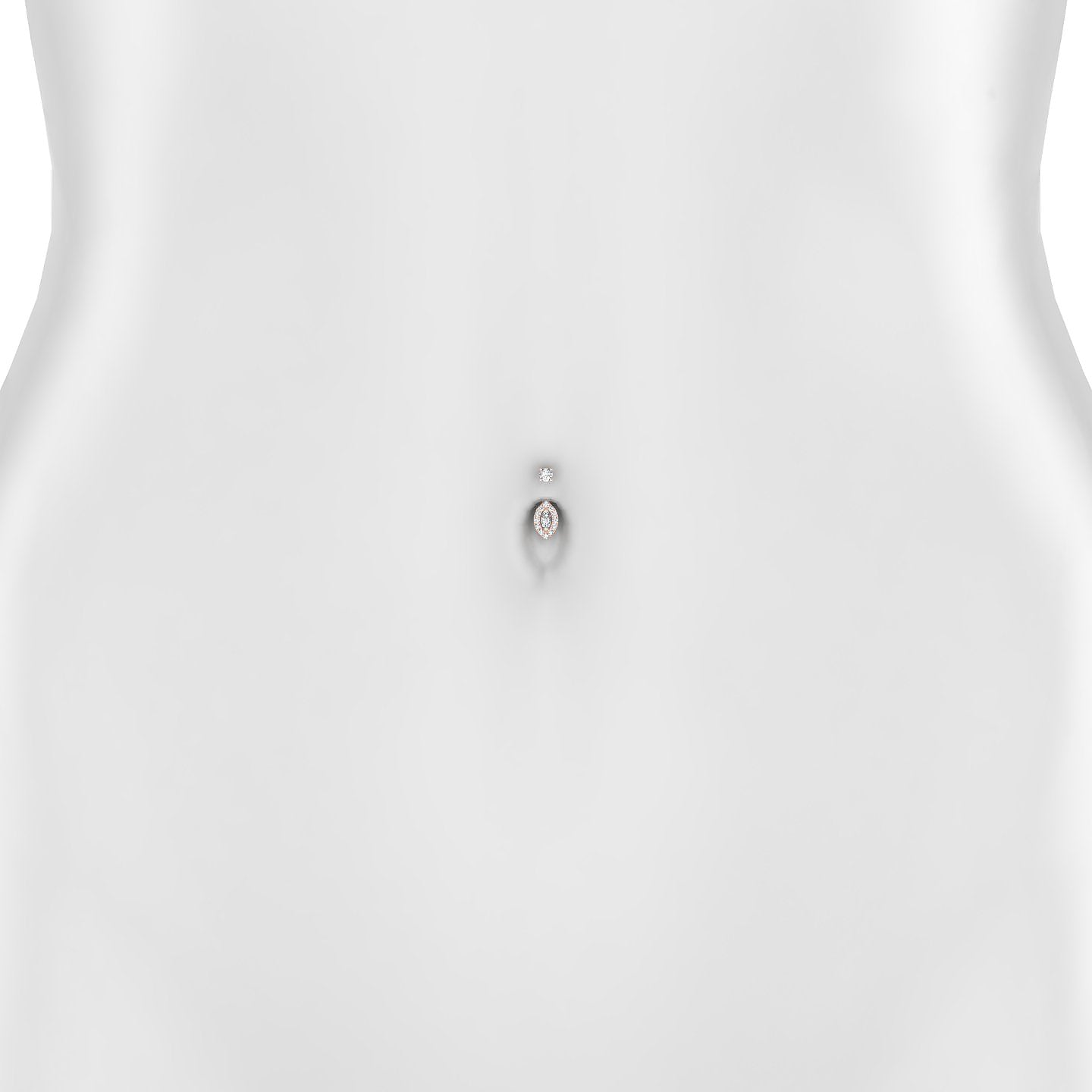 Eirene | 18k Rose Gold 10 mm 8 mm Halo Marquise Diamond Navel Piercing