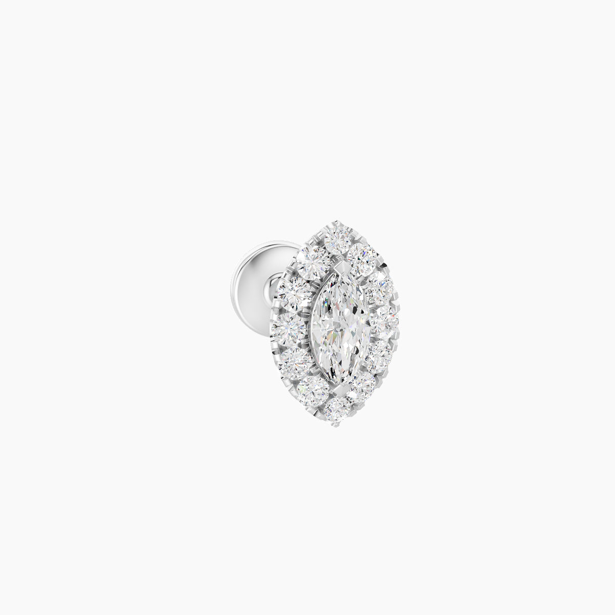 Eirene | 18k White Gold 7.5 mm 5 mm Halo Marquise Diamond Piercing