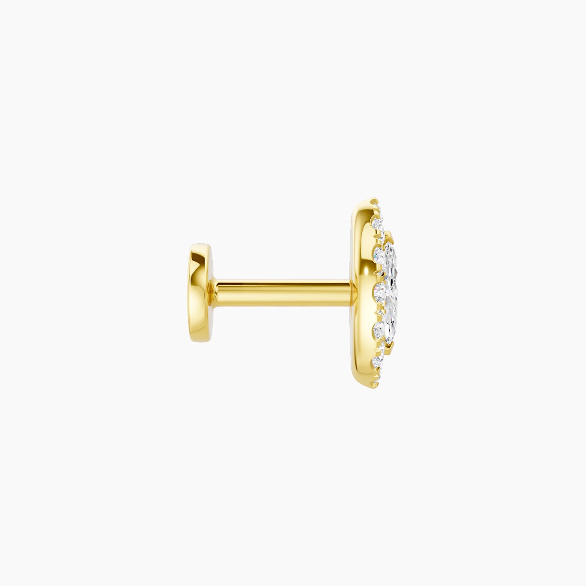 Eirene | 18k Yellow Gold 7.5 mm 5 mm Halo Marquise Diamond Piercing