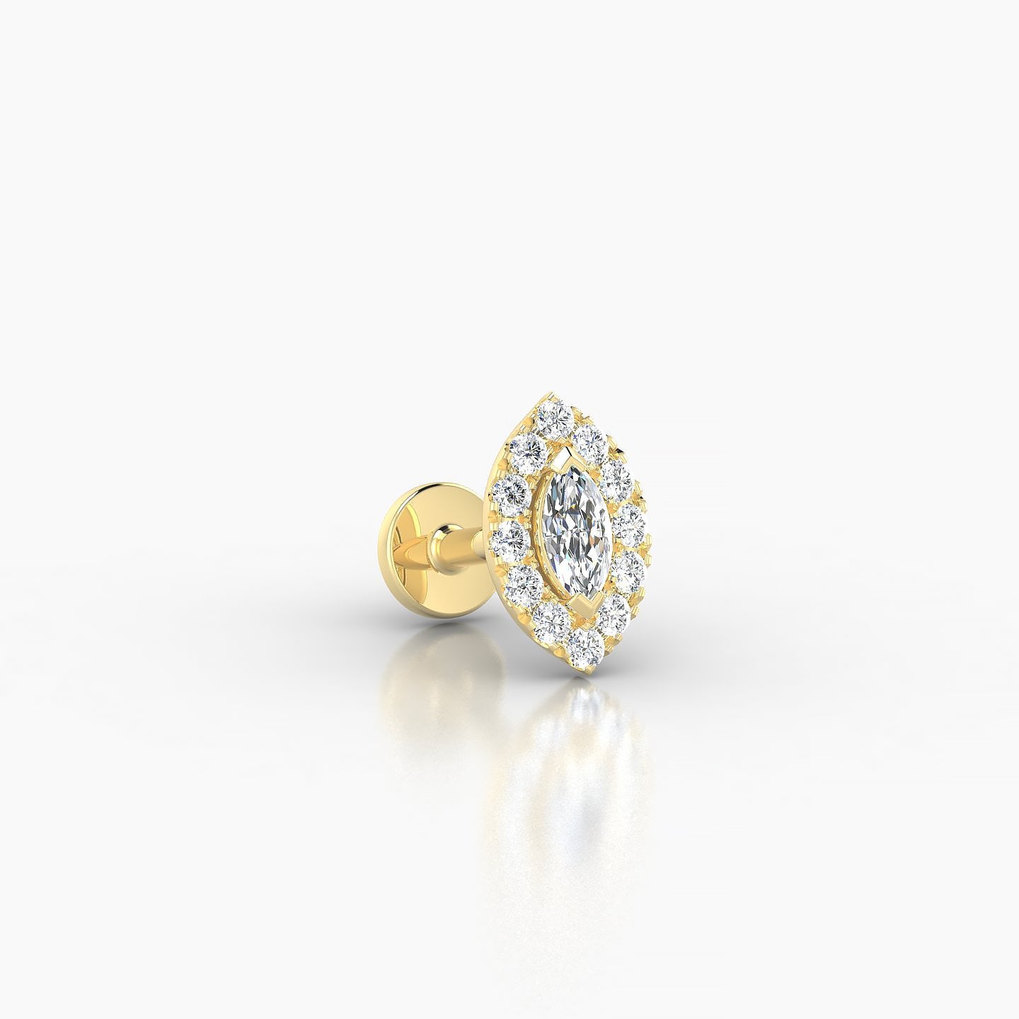 Eirene | 18k Yellow Gold 7.5 mm 5 mm Halo Marquise Diamond Piercing
