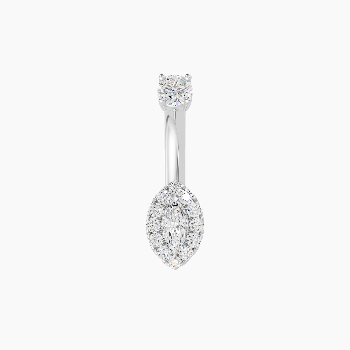 Eirene | 18k White Gold 7 mm 6 mm Halo Marquise Diamond Belly Piercing