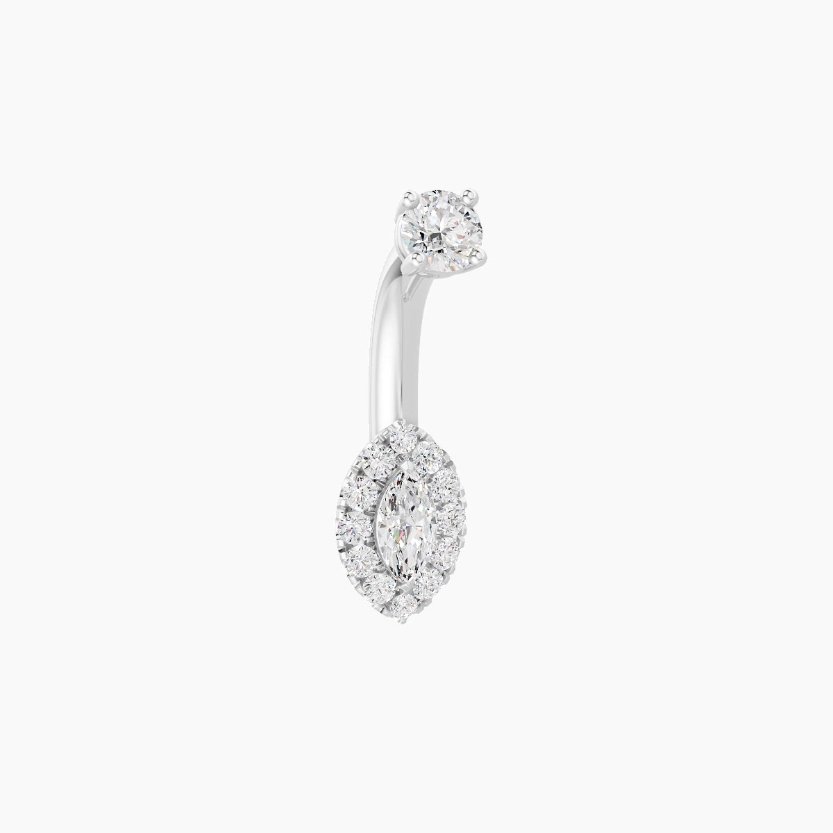 Eirene | 18k White Gold 7 mm 6 mm Halo Marquise Diamond Belly Piercing
