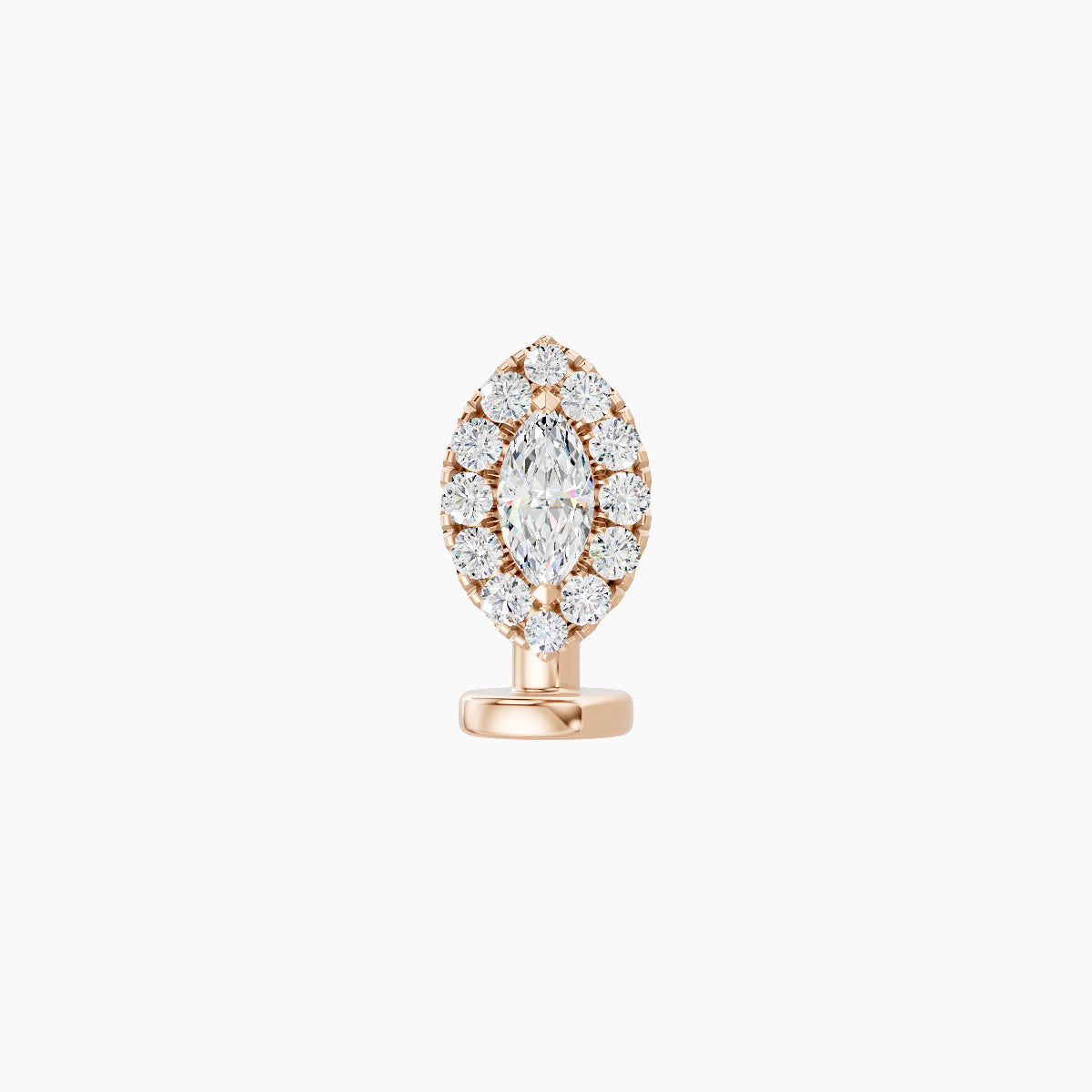 Eirene | 18k Rose Gold 7.5 mm 6 mm Halo Marquise Diamond Floating Navel Piercing