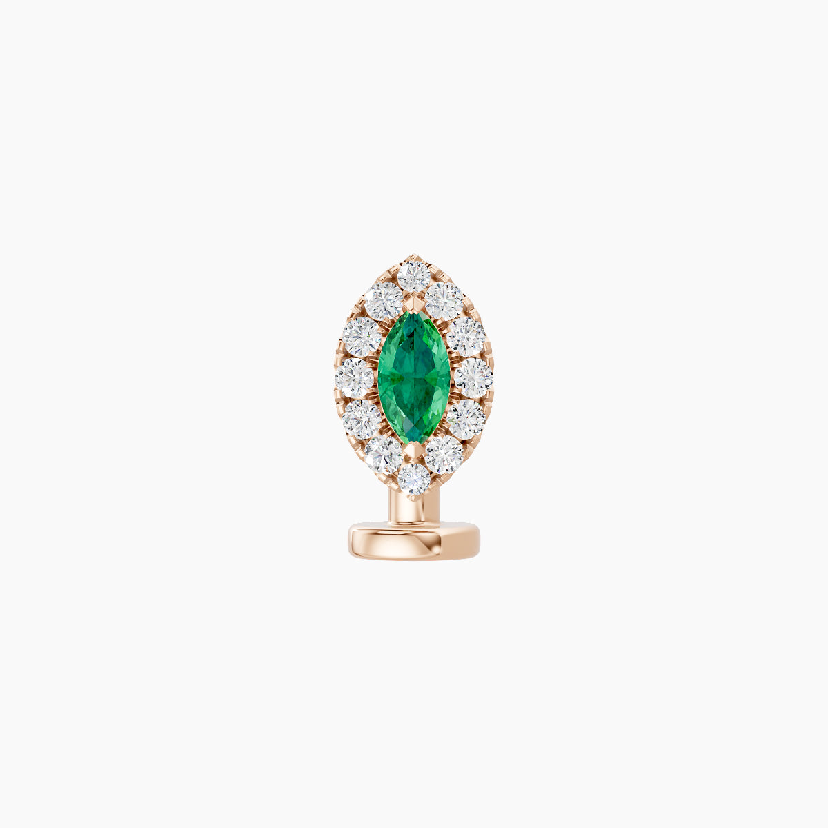 Eirene | 18k Rose Gold 6 mm 7.5 mm Halo Marquise Emerald & Diamond Floating Navel Piercing