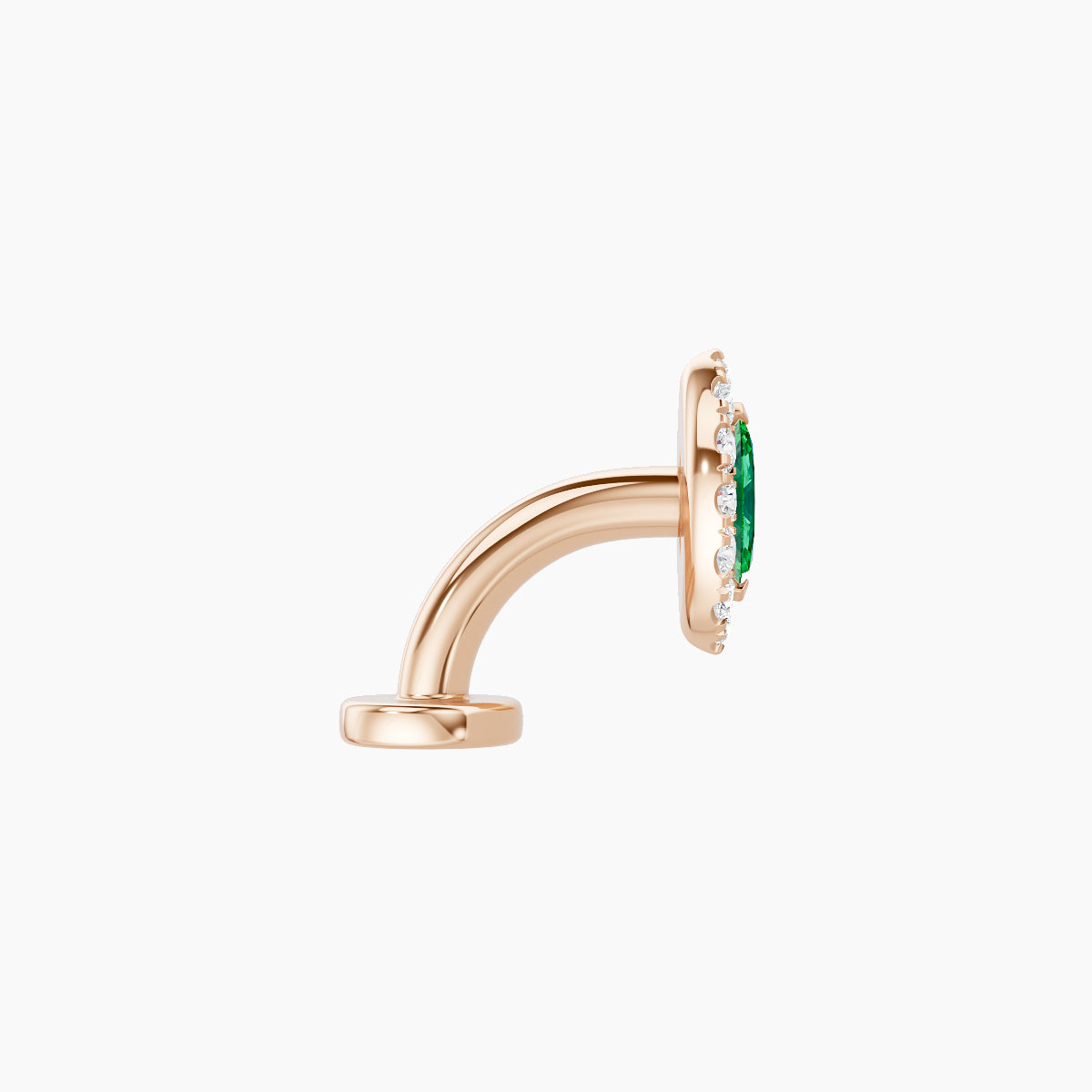 Eirene | 18k Rose Gold 6 mm 7.5 mm Halo Marquise Emerald & Diamond Floating Navel Piercing