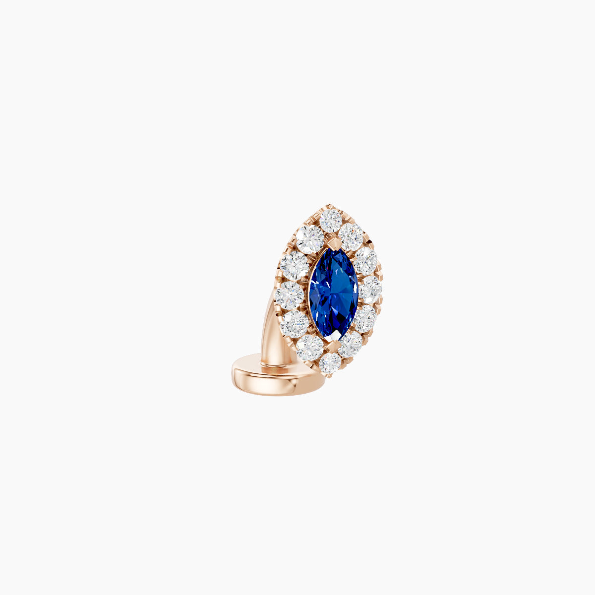 Eirene | 18k Rose Gold 6 mm 7.5 mm Halo Marquise Sapphire & Diamond Floating Navel Piercing