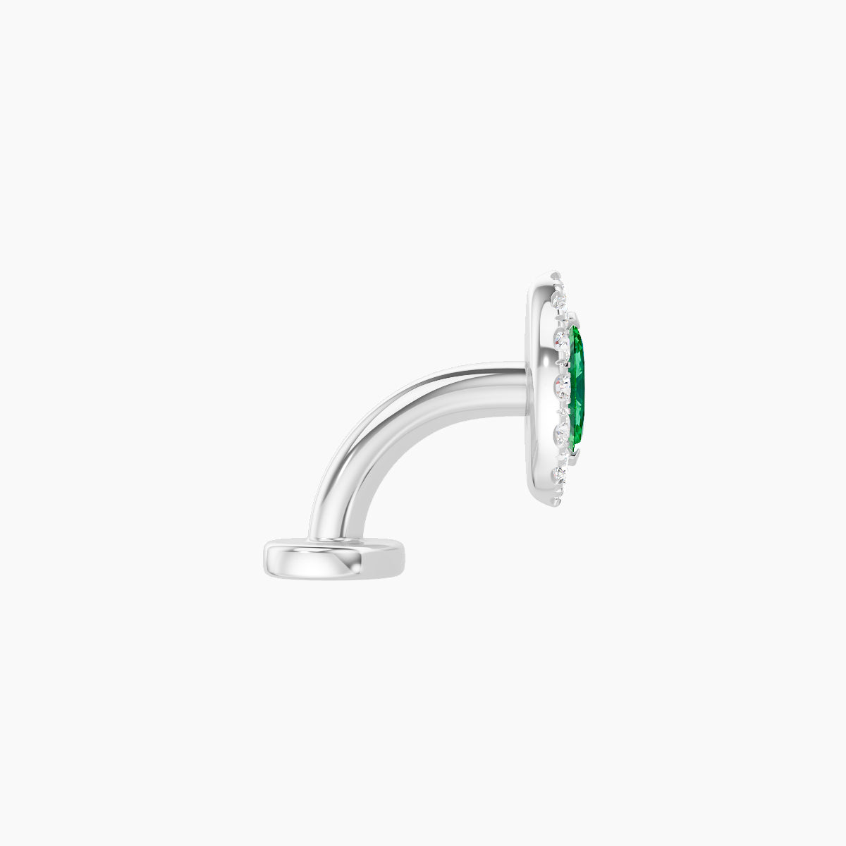 Eirene | 18k White Gold 6 mm 7.5 mm Halo Marquise Emerald & Diamond Floating Navel Piercing