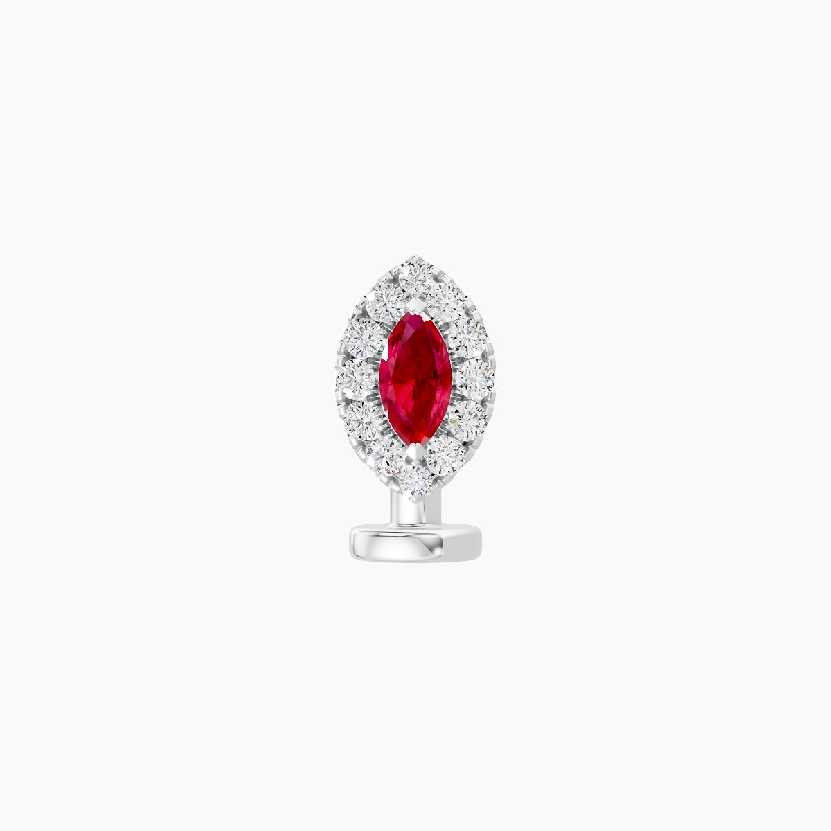 Eirene | 18k White Gold 6 mm 7.5 mm Halo Marquise Ruby & Diamond Floating Navel Piercing