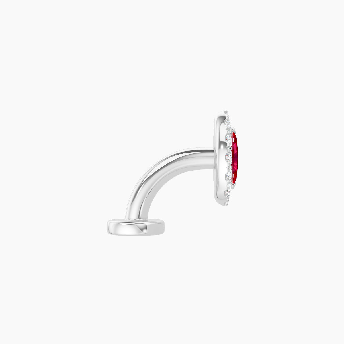 Eirene | 18k White Gold 6 mm 7.5 mm Halo Marquise Ruby & Diamond Floating Navel Piercing