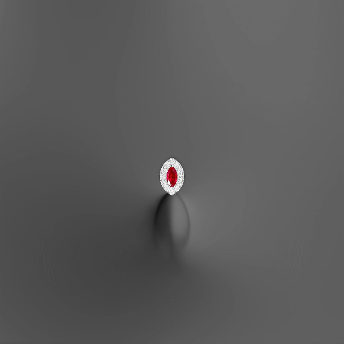 Eirene | 18k White Gold 6 mm 7.5 mm Halo Marquise Ruby & Diamond Floating Navel Piercing