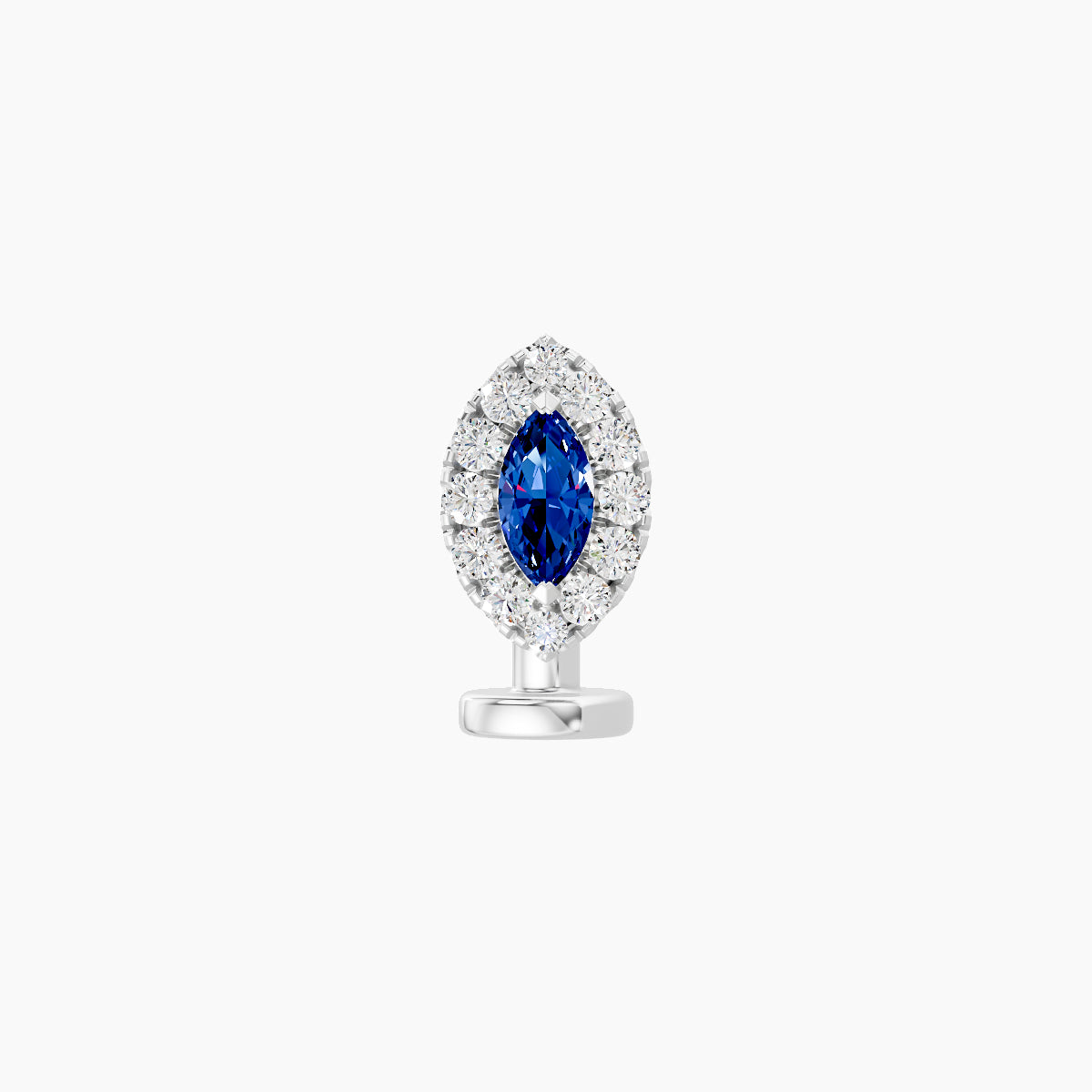 Eirene | 18k White Gold 6 mm 7.5 mm Halo Marquise Sapphire & Diamond Floating Navel Piercing