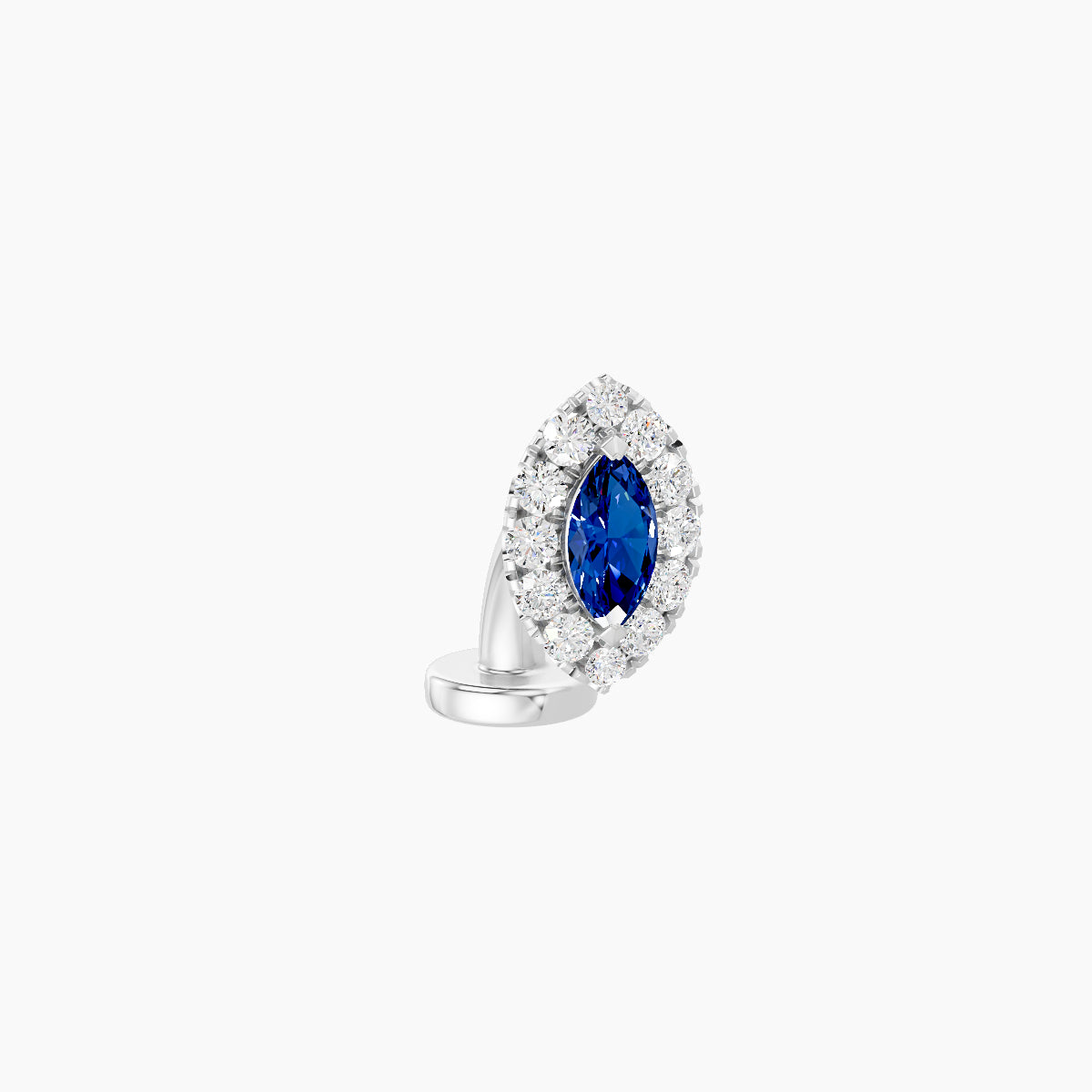 Eirene | 18k White Gold 6 mm 7.5 mm Halo Marquise Sapphire & Diamond Floating Navel Piercing