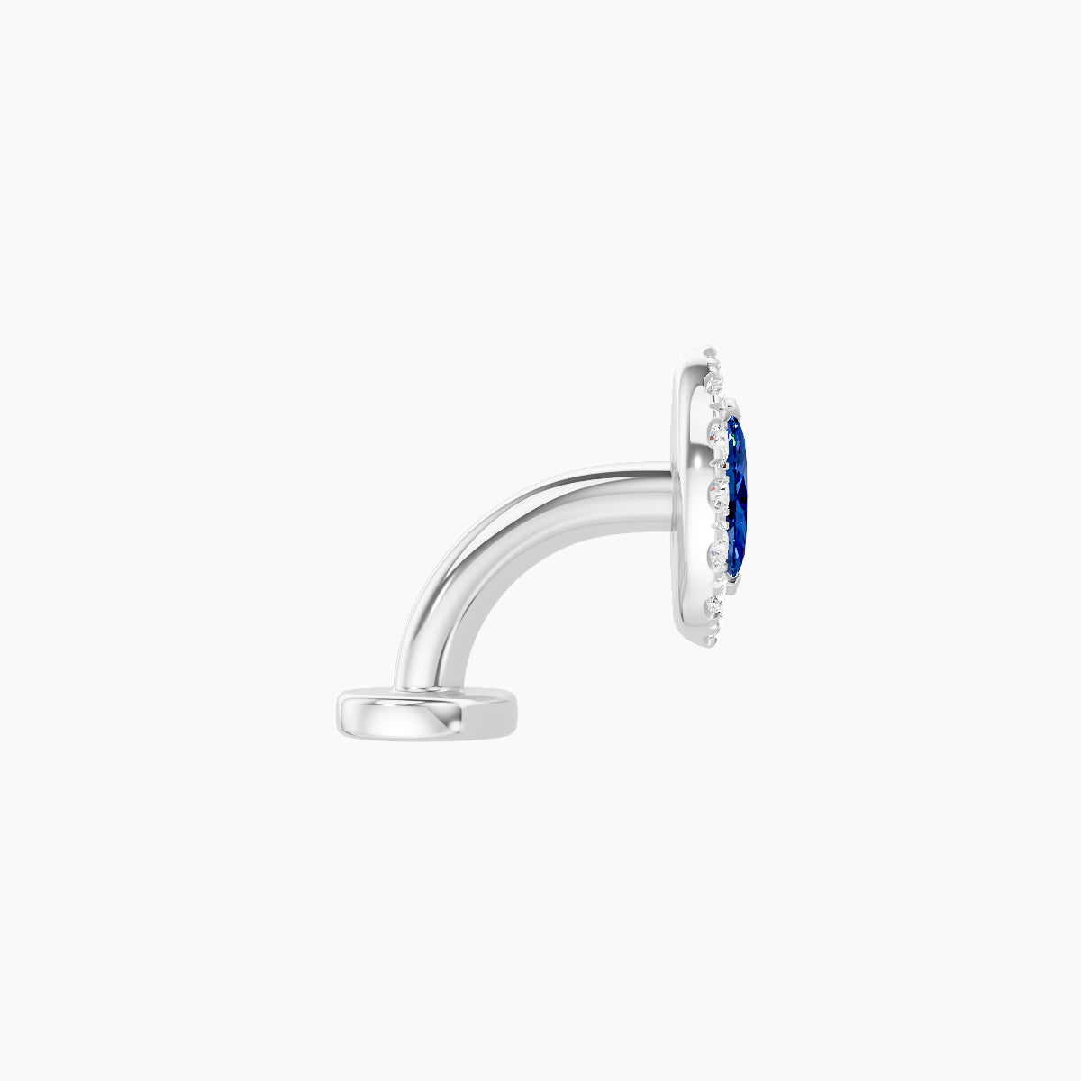 Eirene | 18k White Gold 6 mm 7.5 mm Halo Marquise Sapphire & Diamond Floating Navel Piercing