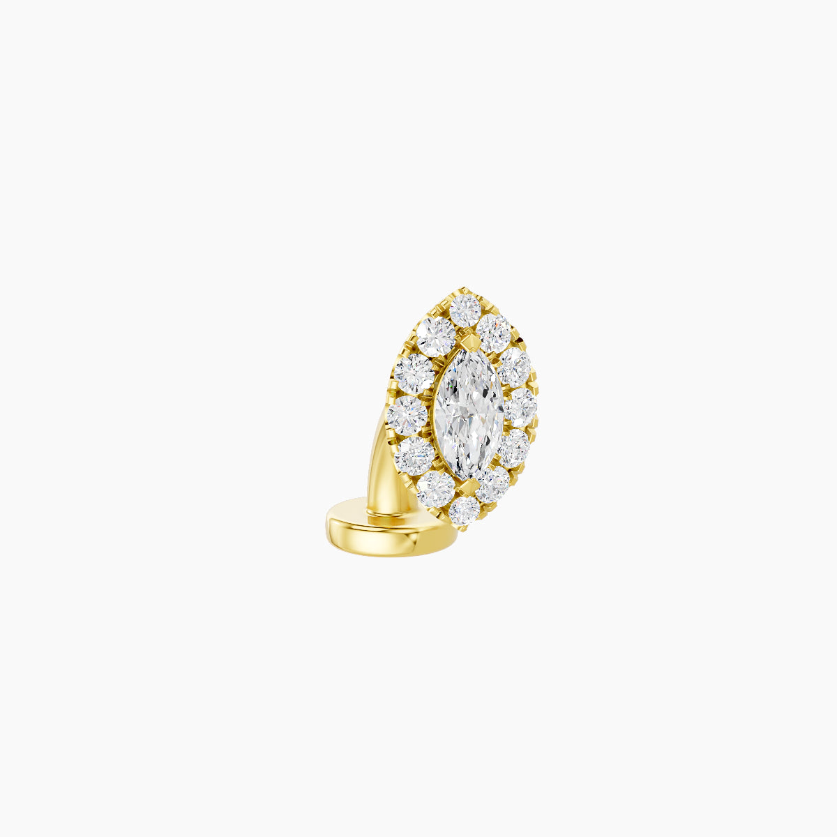 Eirene | 18k Yellow Gold 7.5 mm 6 mm Halo Marquise Diamond Floating Navel Piercing