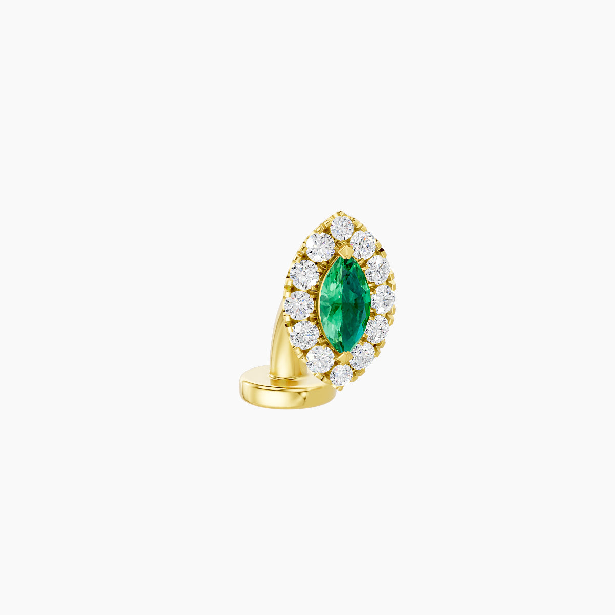 Eirene | 18k Yellow Gold 6 mm 7.5 mm Halo Marquise Emerald & Diamond Floating Navel Piercing