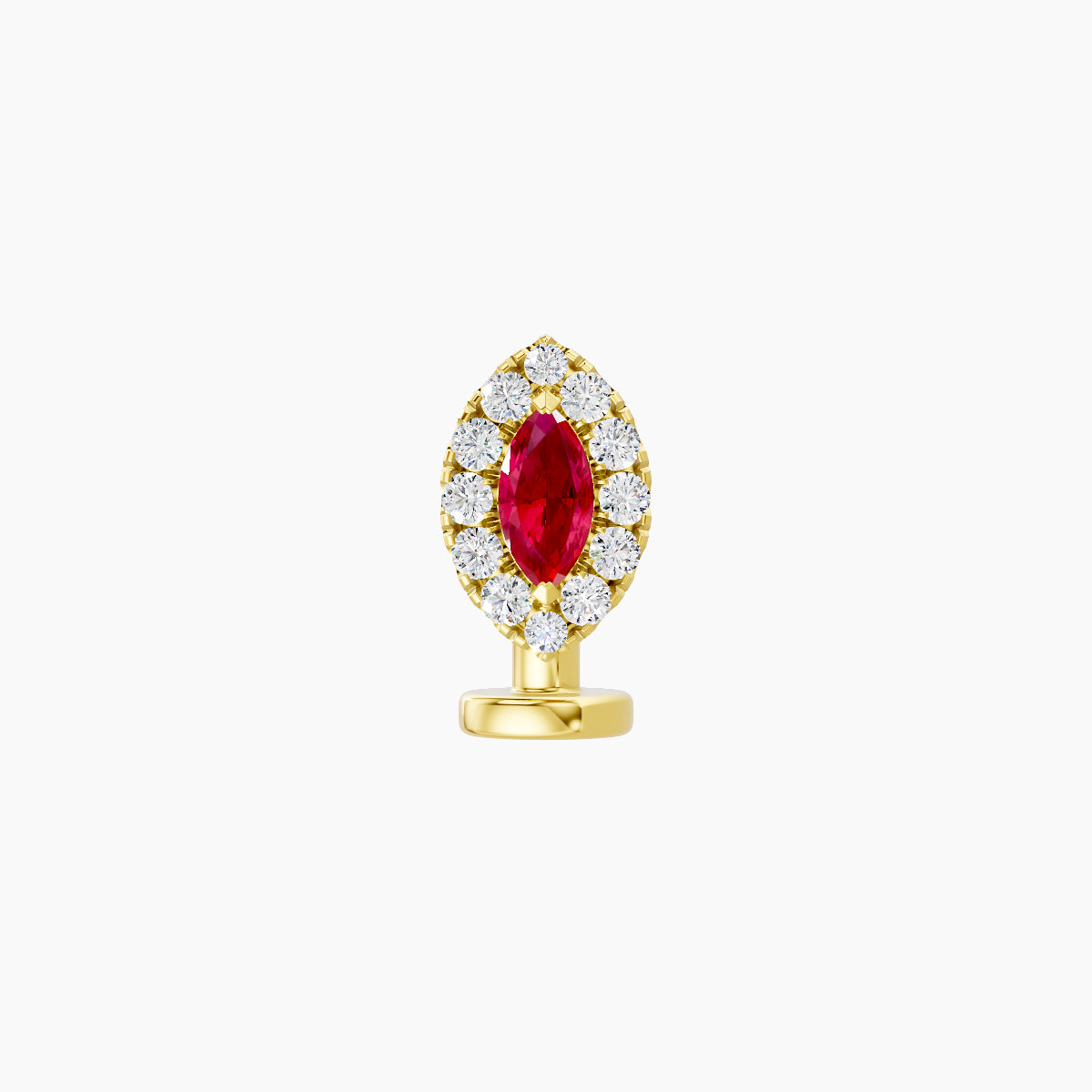 Eirene | 18k Yellow Gold 6 mm 7.5 mm Halo Marquise Ruby & Diamond Floating Navel Piercing