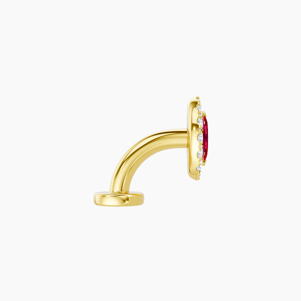 Eirene | 18k Yellow Gold 6 mm 7.5 mm Halo Marquise Ruby & Diamond Floating Navel Piercing