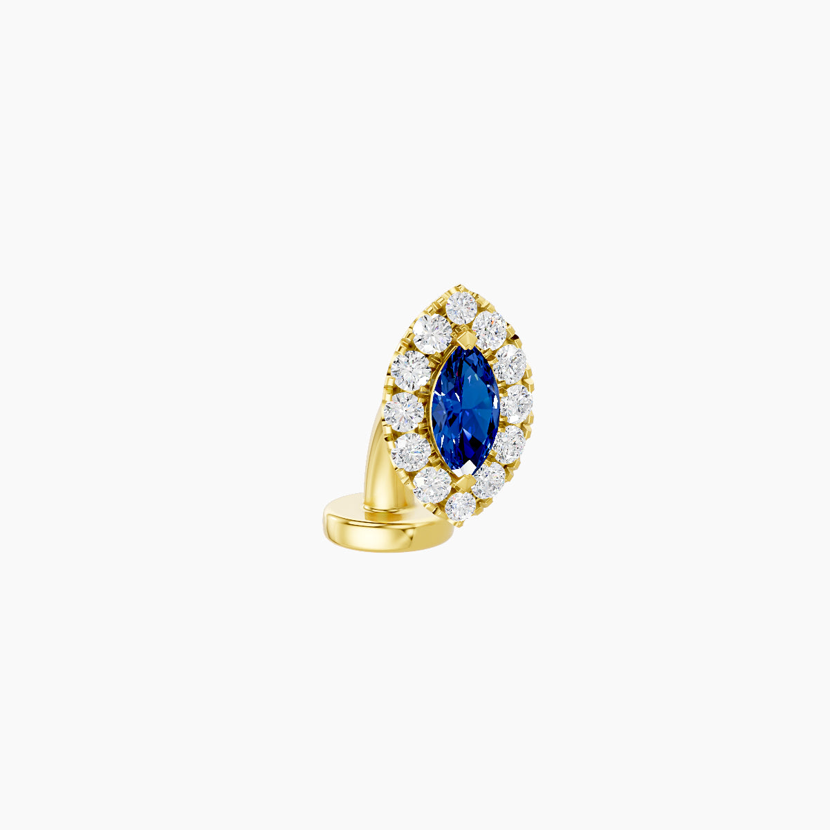 Eirene | 18k Yellow Gold 6 mm 7.5 mm Halo Marquise Sapphire & Diamond Floating Navel Piercing