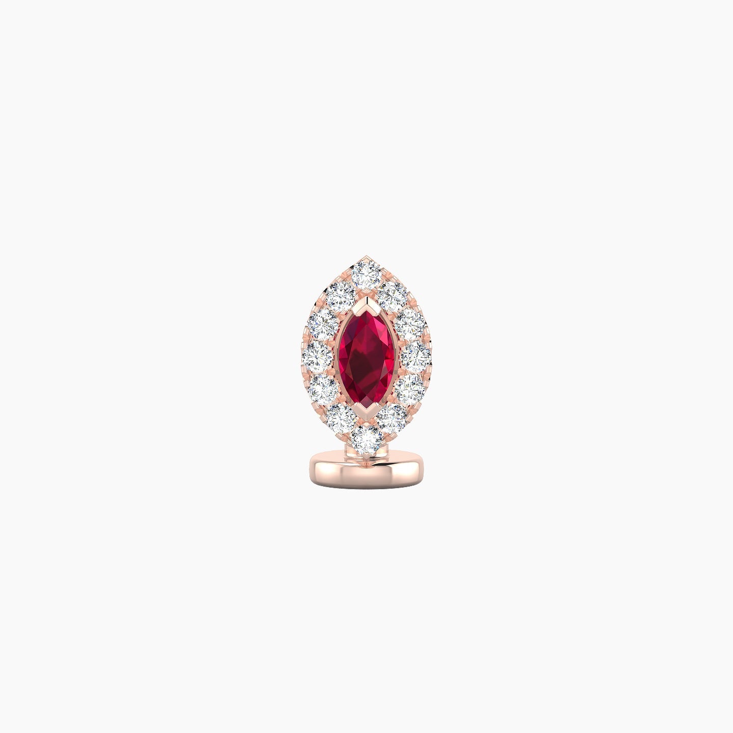 Eirene | 18k Rose Gold 6 mm 7.5 mm Halo Marquise Ruby & Diamond Floating Navel Piercing