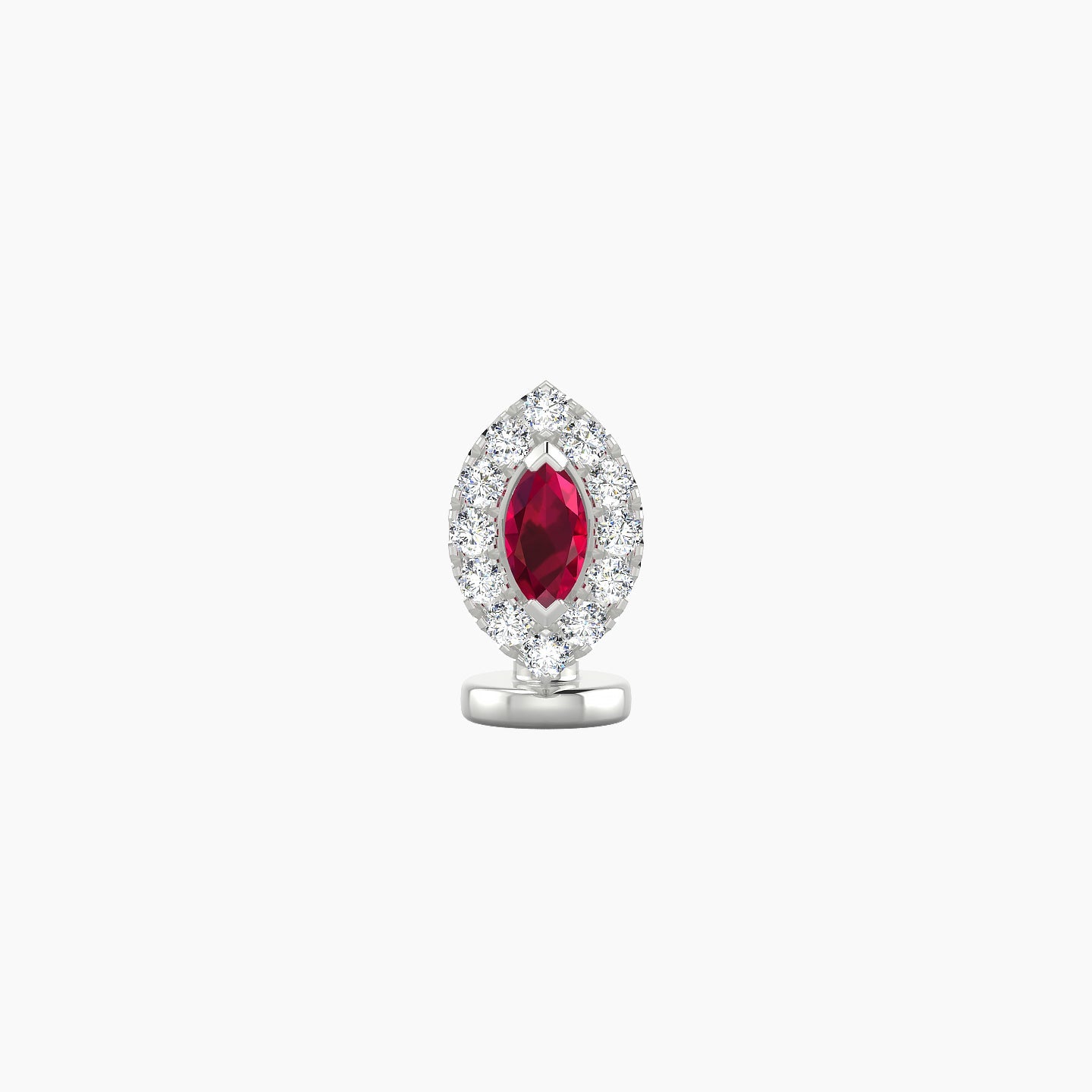Eirene | 18k White Gold 6 mm 7.5 mm Halo Marquise Ruby & Diamond Floating Navel Piercing