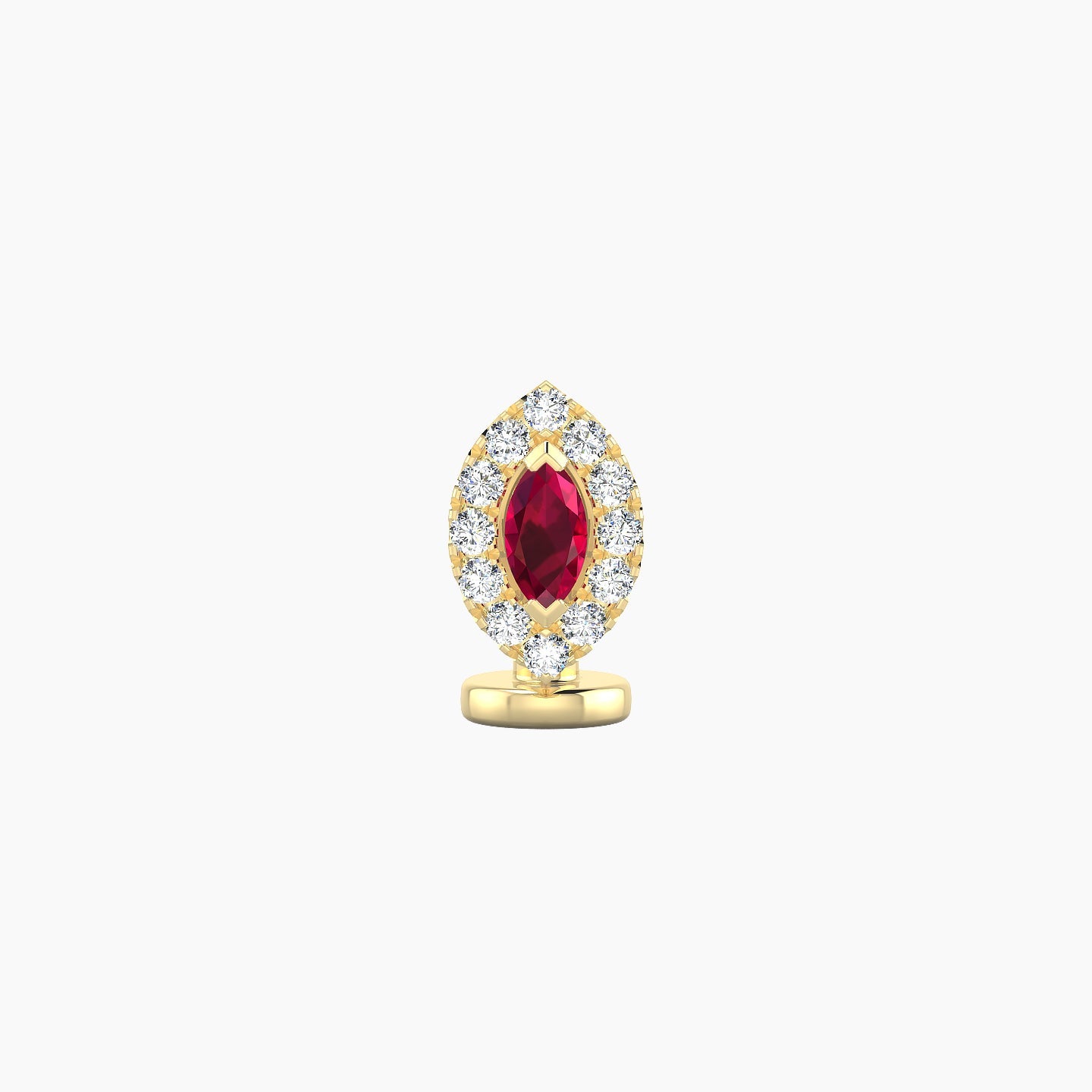 Eirene | 18k Yellow Gold 6 mm 7.5 mm Halo Marquise Ruby & Diamond Floating Navel Piercing