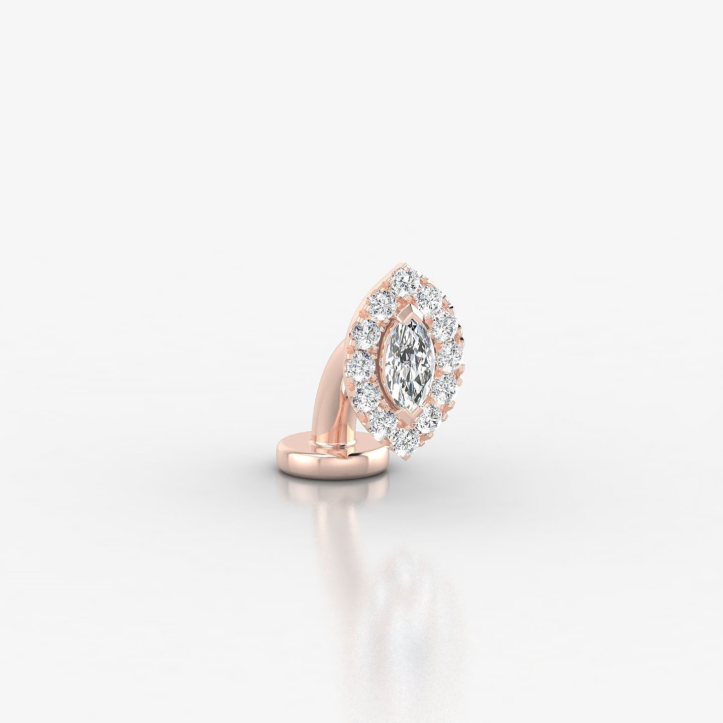 Eirene | 18k Rose Gold 7.5 mm 6 mm Halo Marquise Diamond Floating Navel Piercing