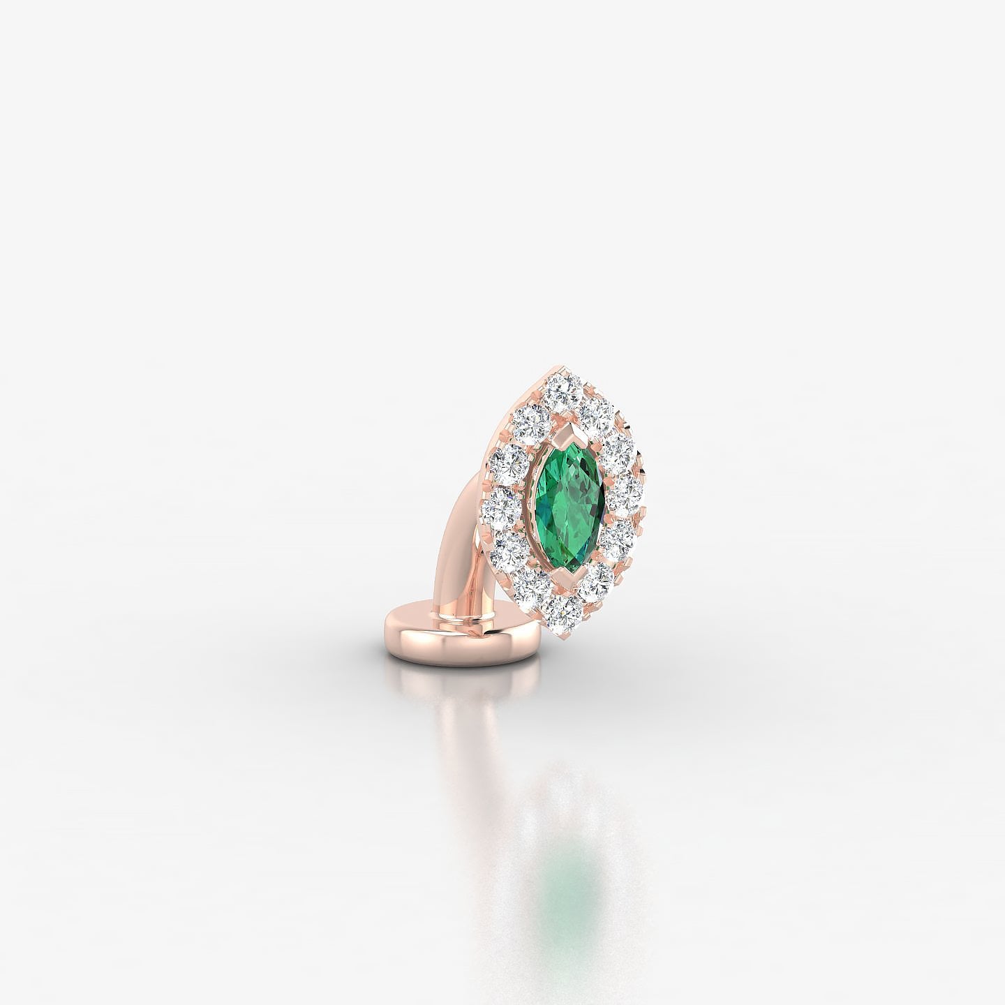 Eirene | 18k Rose Gold 6 mm 7.5 mm Halo Marquise Emerald & Diamond Floating Navel Piercing