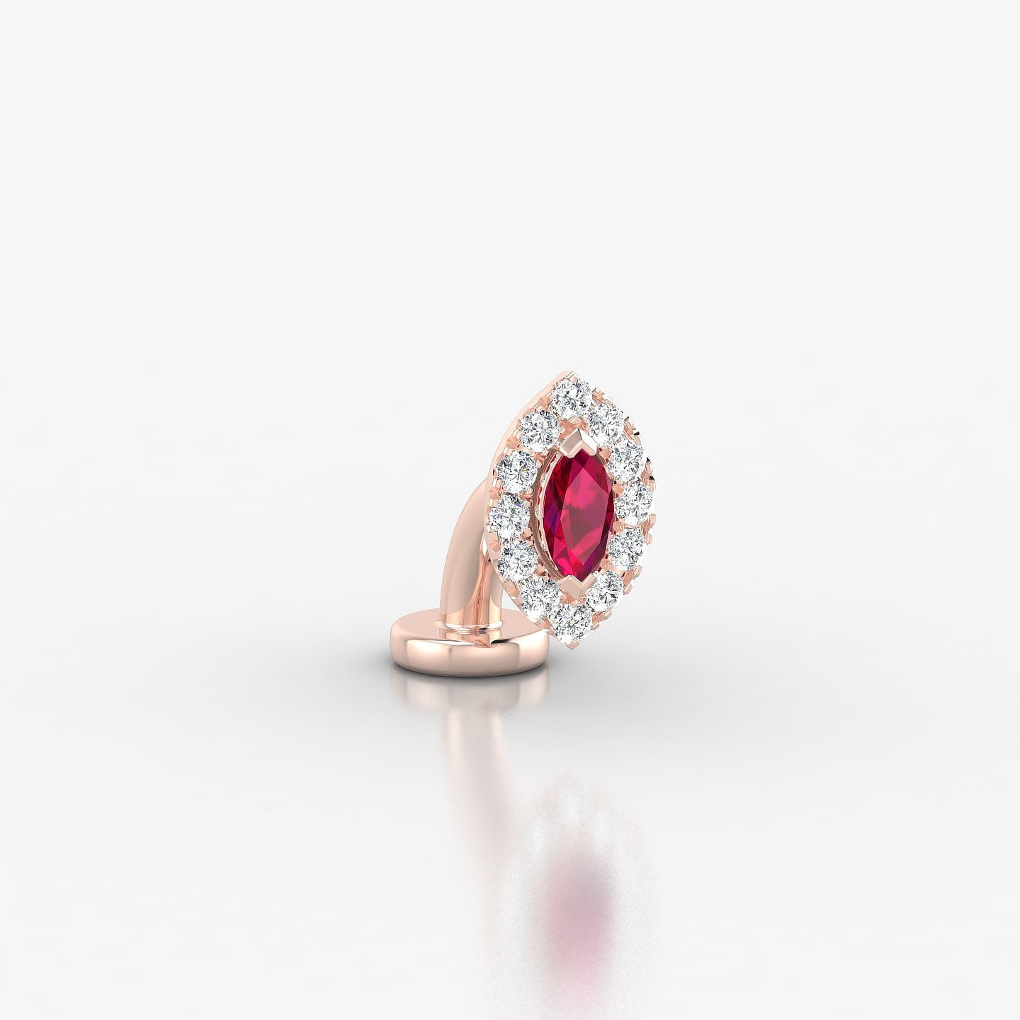 Eirene | 18k Rose Gold 6 mm 7.5 mm Halo Marquise Ruby & Diamond Floating Navel Piercing