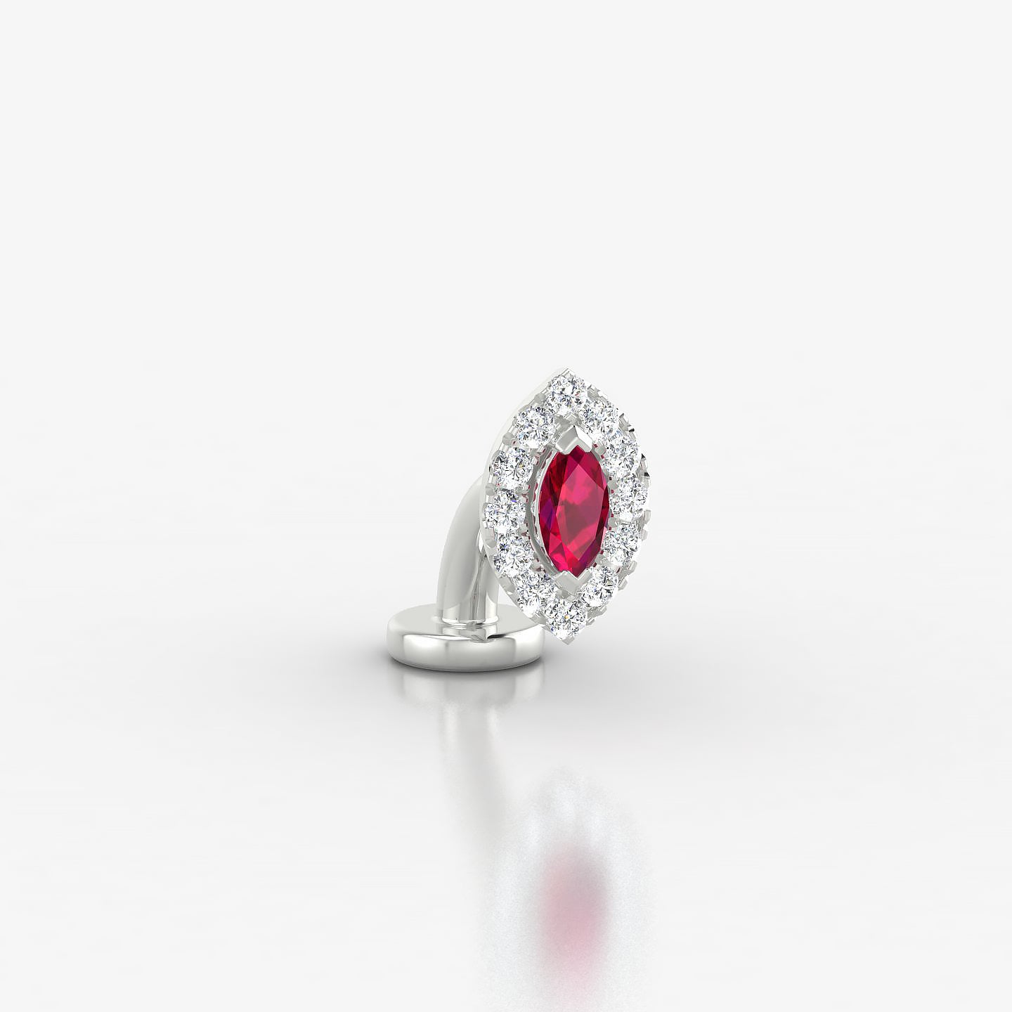 Eirene | 18k White Gold 6 mm 7.5 mm Halo Marquise Ruby & Diamond Floating Navel Piercing