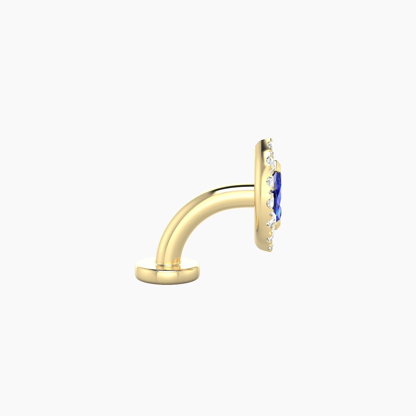 Eirene | 18k Yellow Gold 6 mm 7.5 mm Halo Marquise Sapphire & Diamond Floating Navel Piercing
