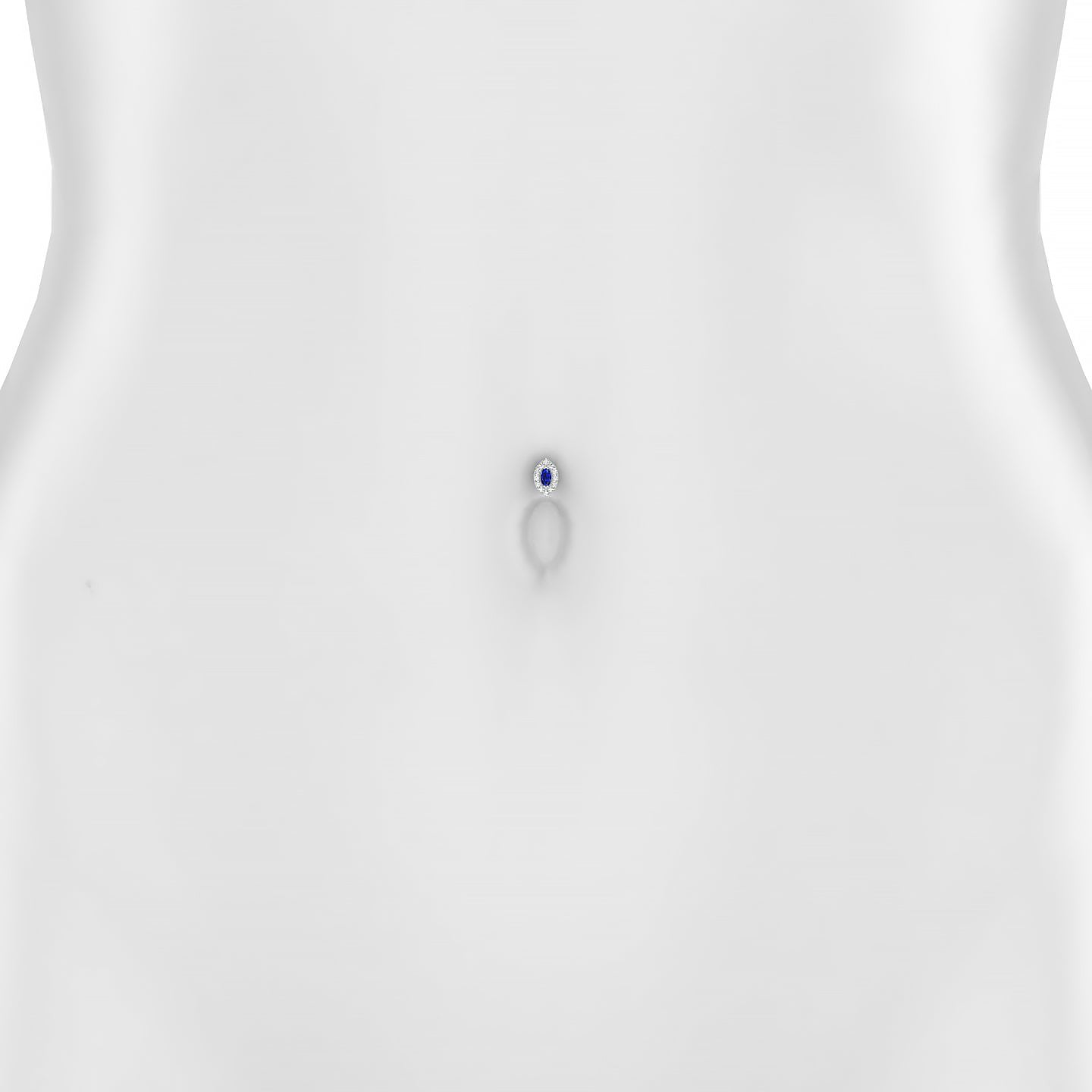 Eirene | 18k White Gold 6 mm 7.5 mm Halo Marquise Sapphire & Diamond Floating Navel Piercing