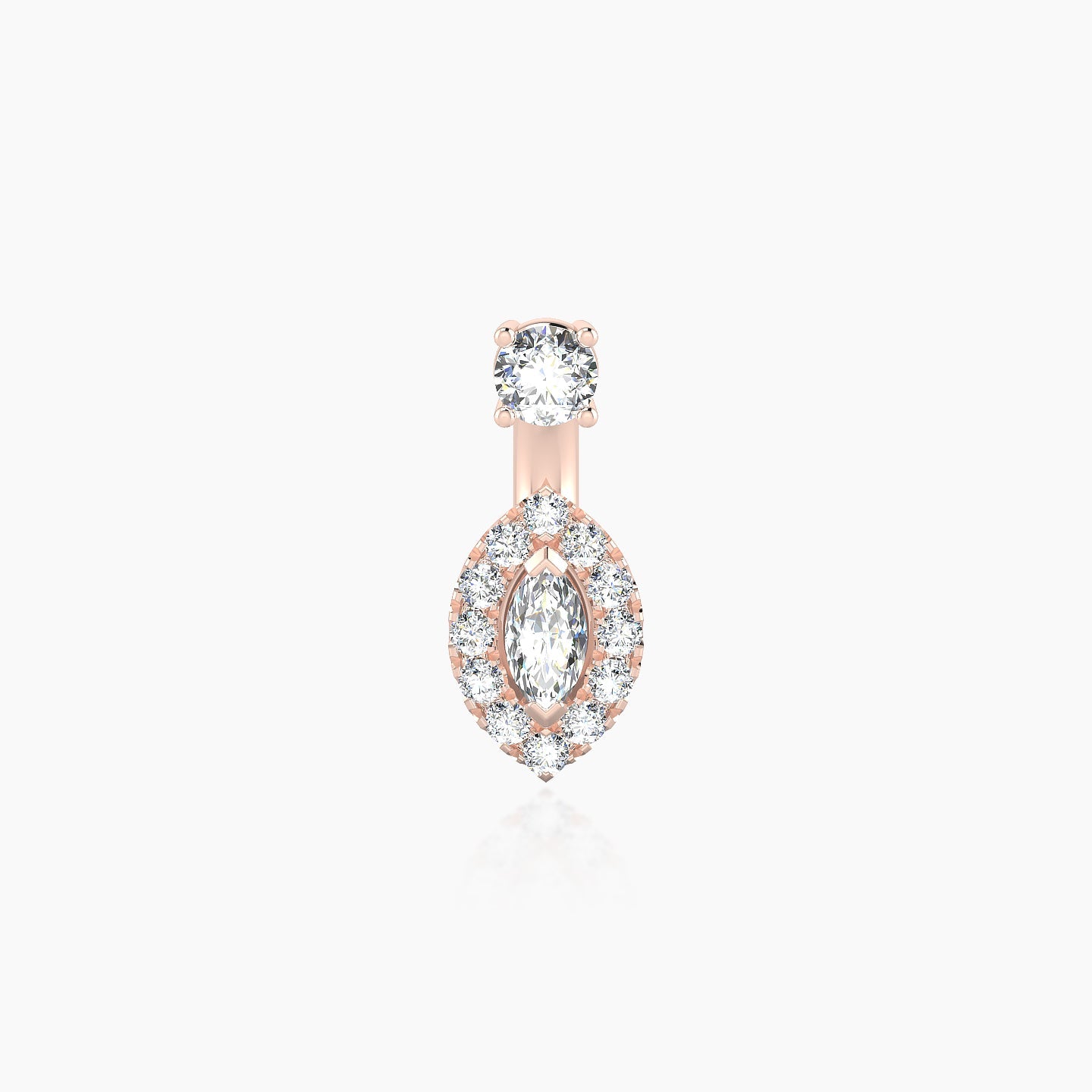 Eirene | 18k Rose Gold 6 mm 8 mm Halo Marquise Diamond Navel Piercing