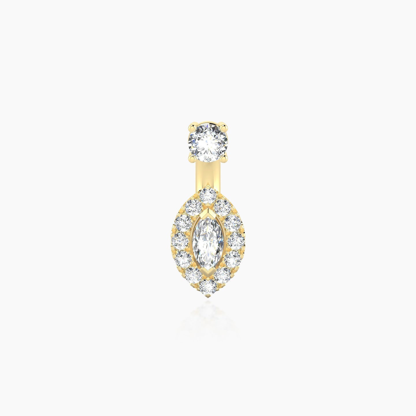 Eirene | 18k Yellow Gold 6 mm 8 mm Halo Marquise Diamond Navel Piercing