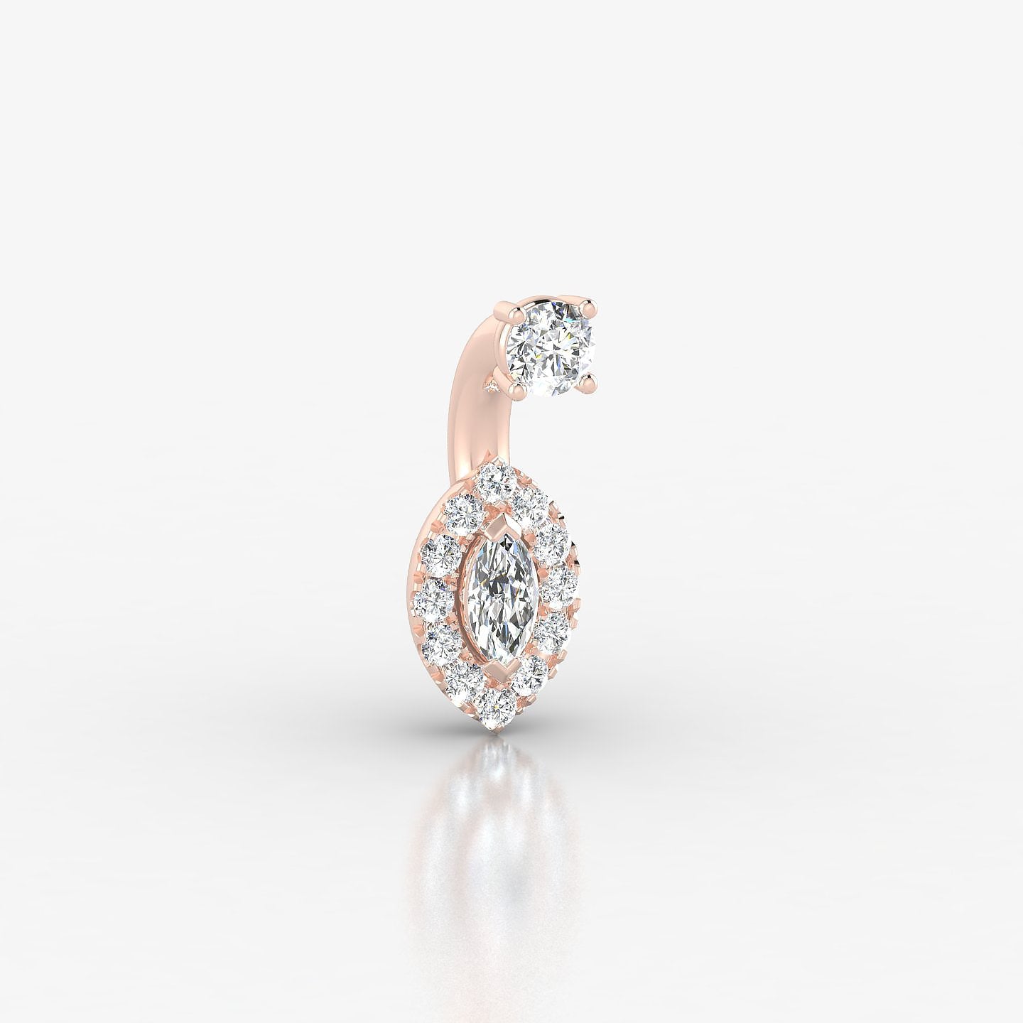 Eirene | 18k Rose Gold 6 mm 8 mm Halo Marquise Diamond Navel Piercing