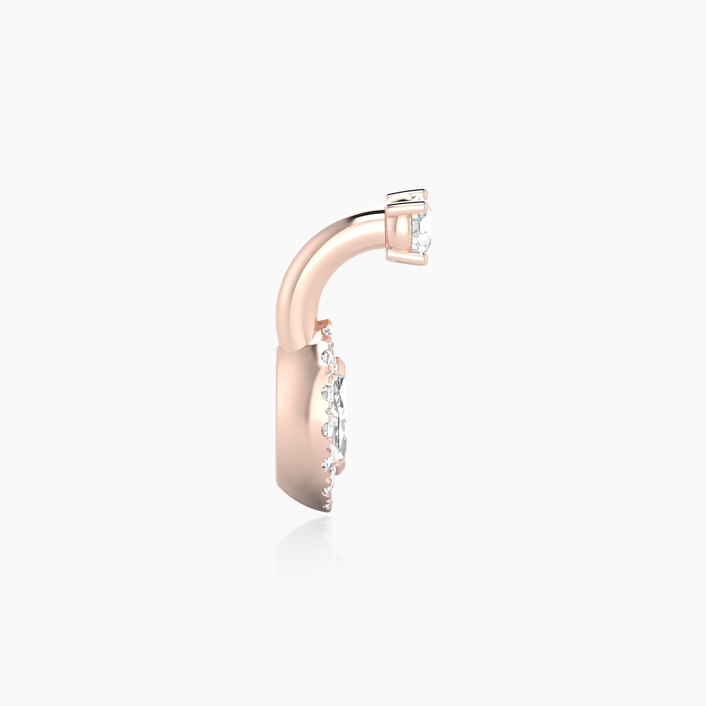 Eirene | 18k Rose Gold 6 mm 8 mm Halo Marquise Diamond Navel Piercing